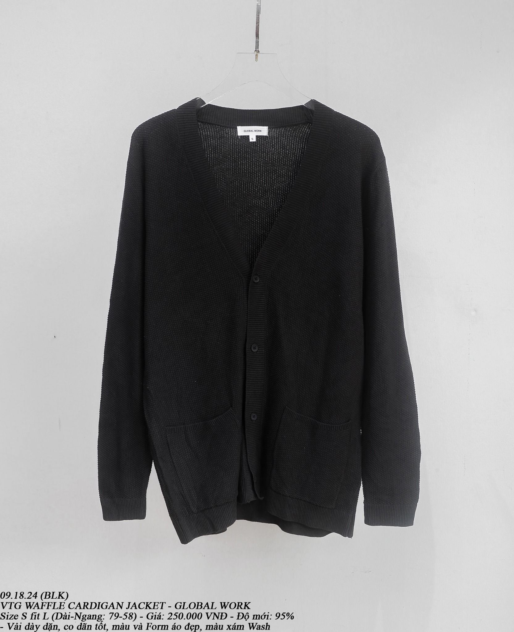 09.18.24 - VTG WAFFLE CARDIGAN JACKET - GLOBAL WORK
