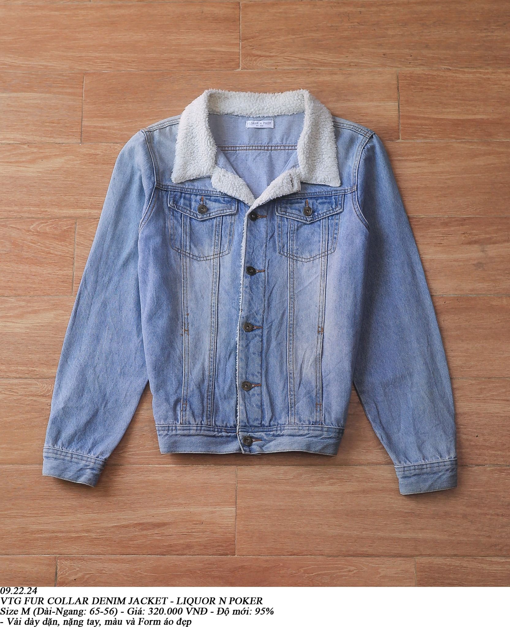 09.22.24 - VTG FUR COLLAR DENIM JACKET - LIQUOR N POKER