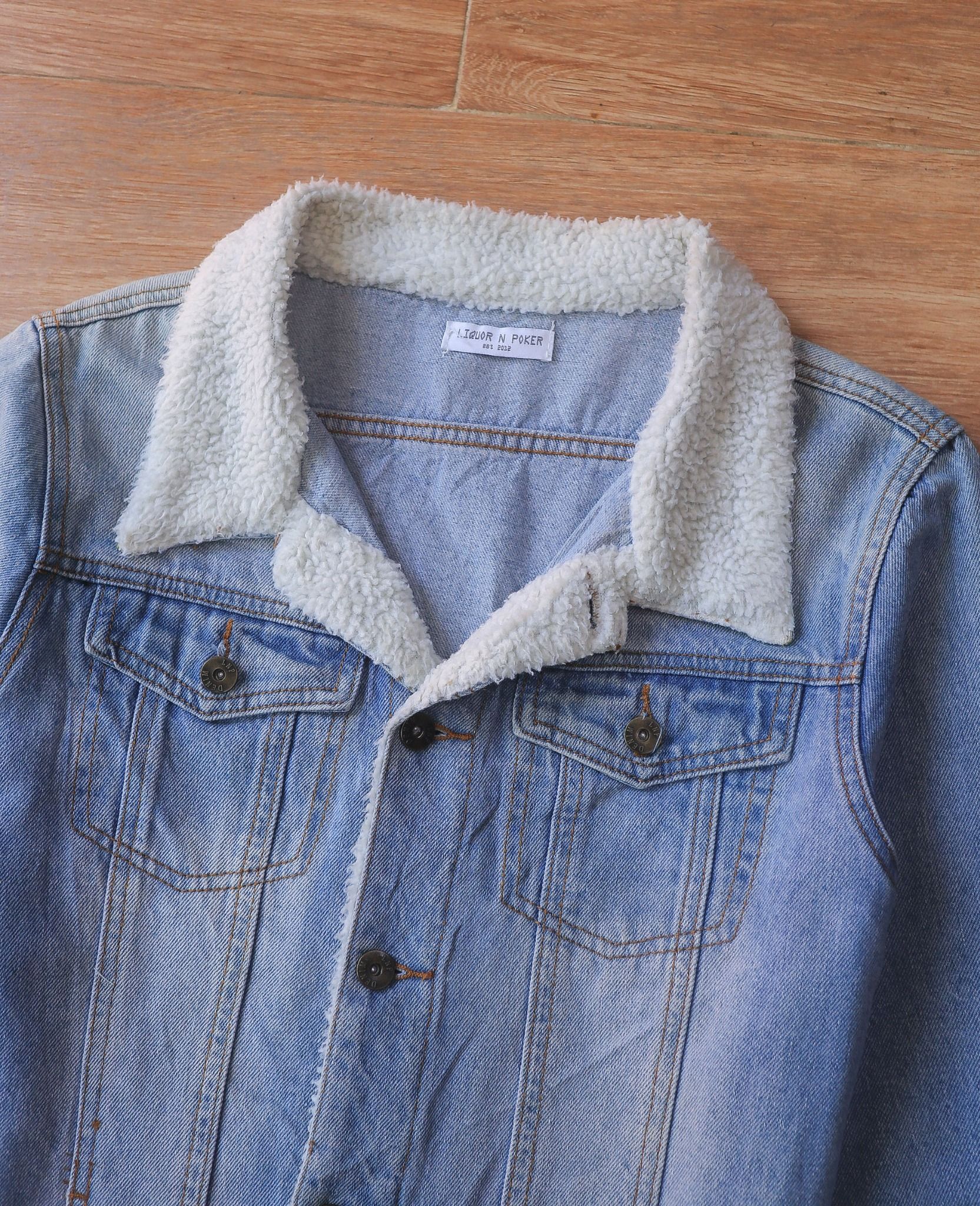 09.22.24 - VTG FUR COLLAR DENIM JACKET - LIQUOR N POKER