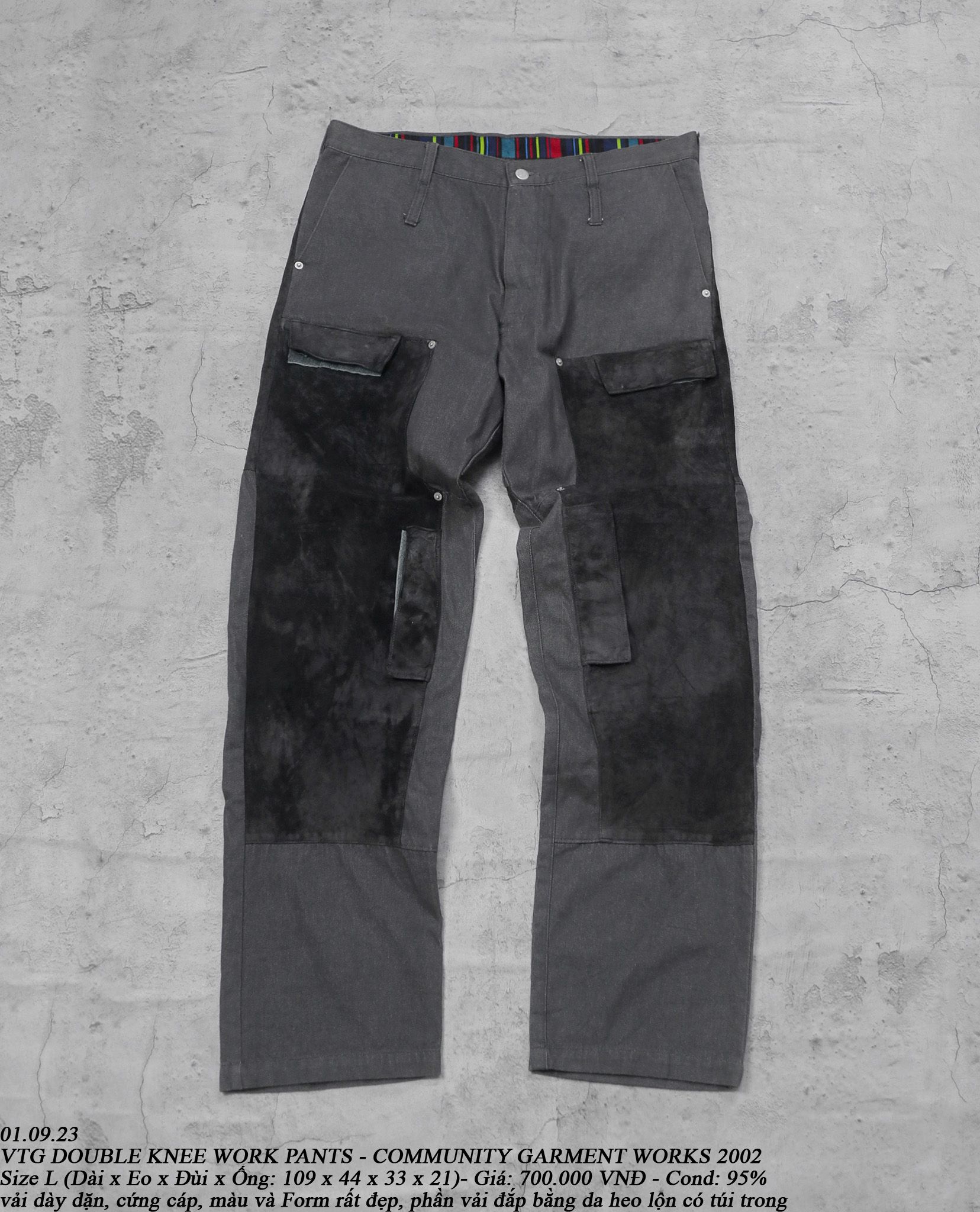01.09.23 - VTG DOUBLE KNEE WORK PANTS - COMMUNITY GARMENT WORKS 2002