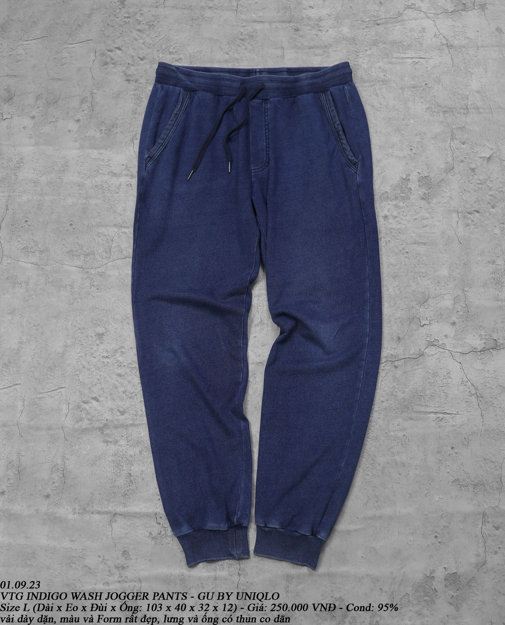 01.09.23 - VTG INDIGO WASH JOGGER PANTS - GU BY UNIQLO