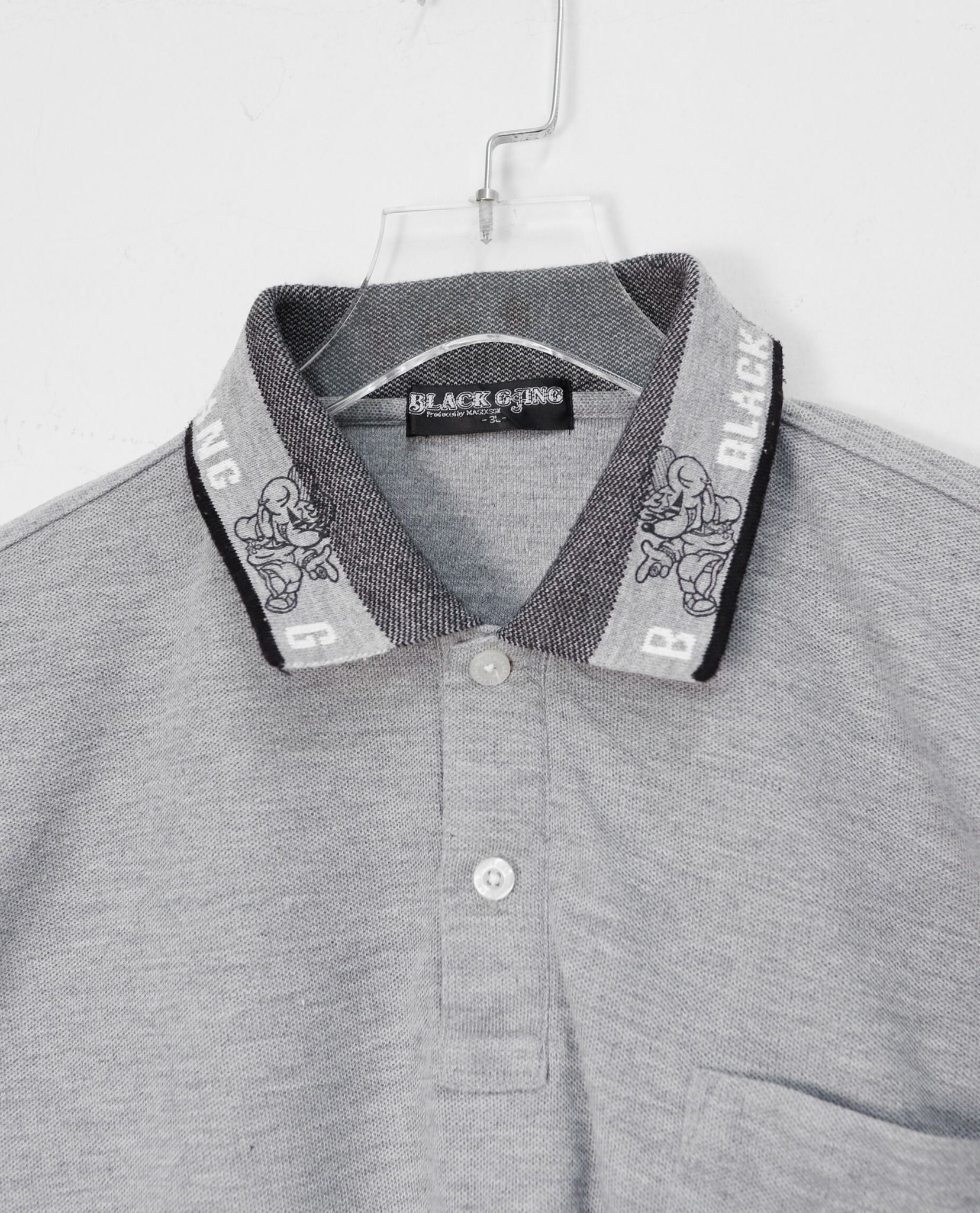 09.27.22 - VTG LONGSLEEVE POLO SHIRT - BLACK GJING