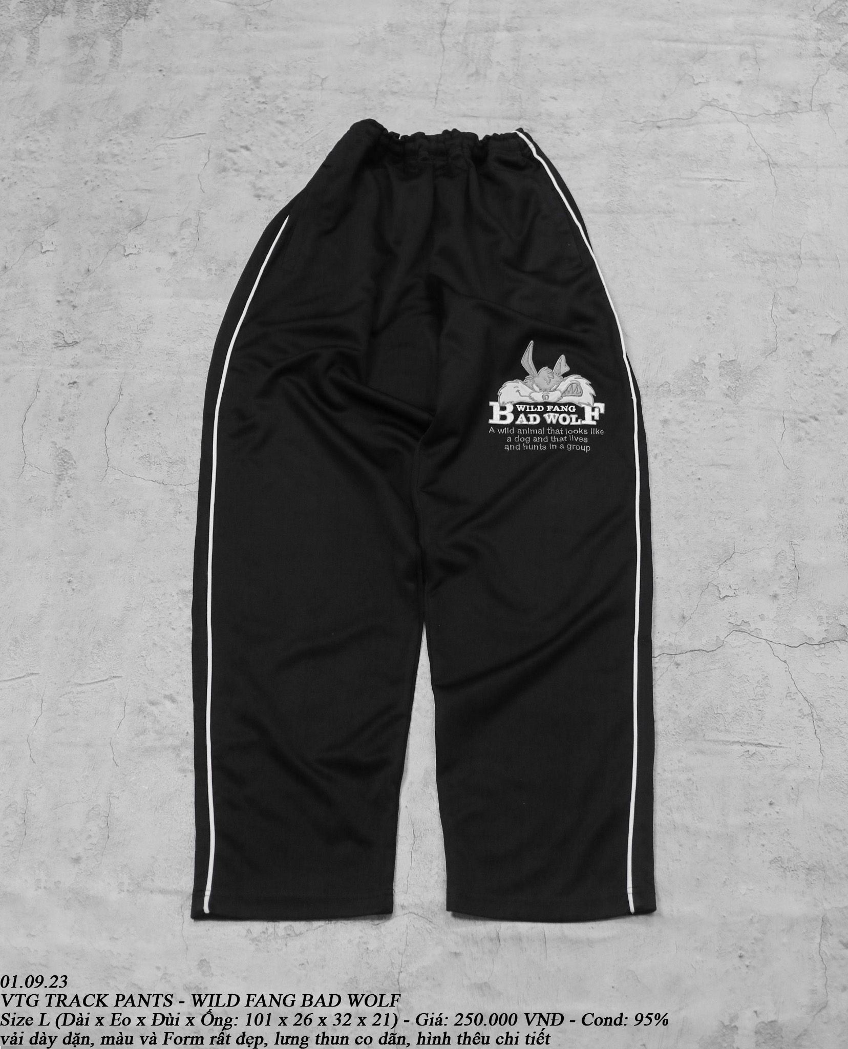 01.09.23 - VTG TRACK PANTS - WILD FANG BAD WOLF