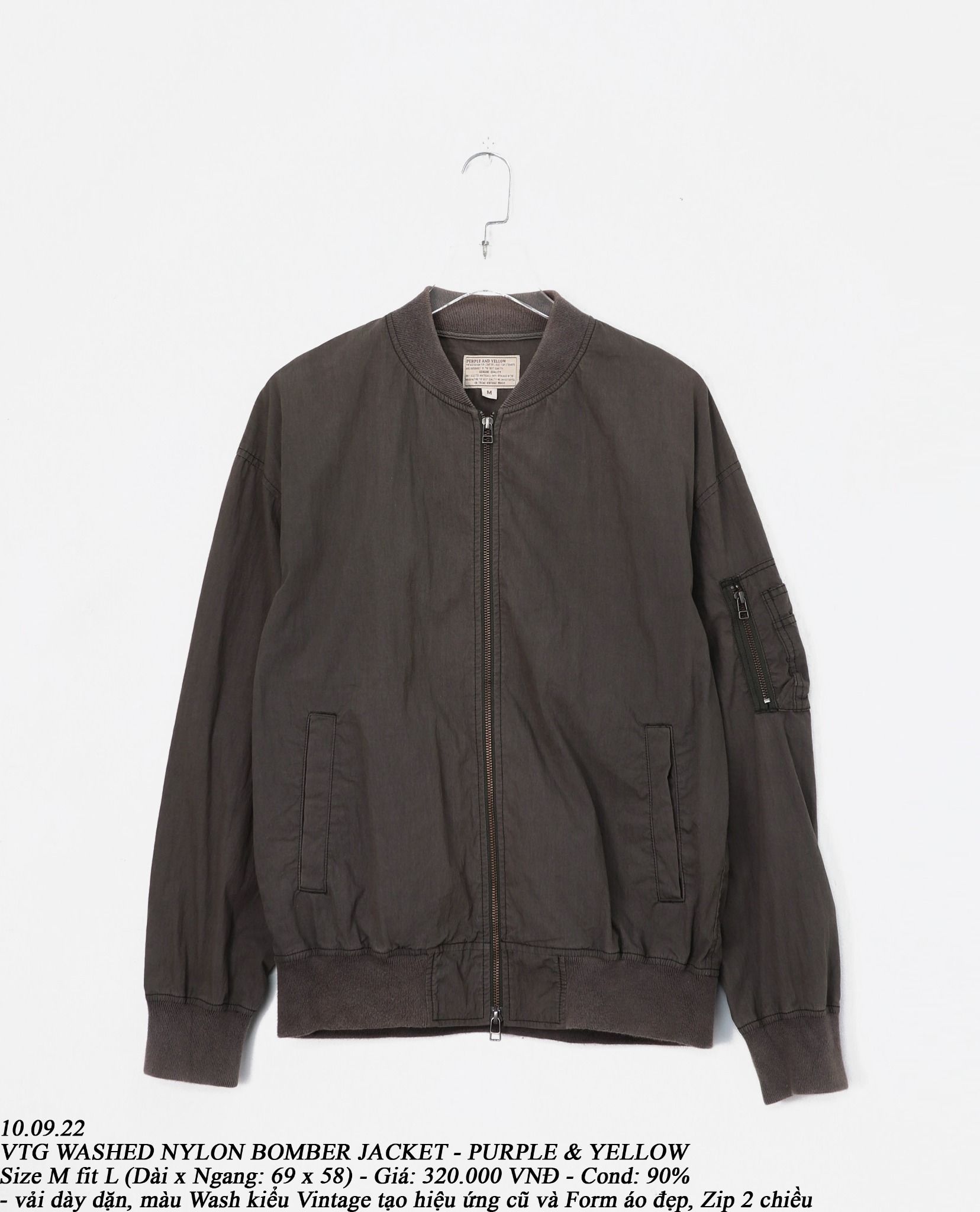 10.09.22 - VTG WASHED NYLON BOMBER JACKET - PURPLE & YELLOW