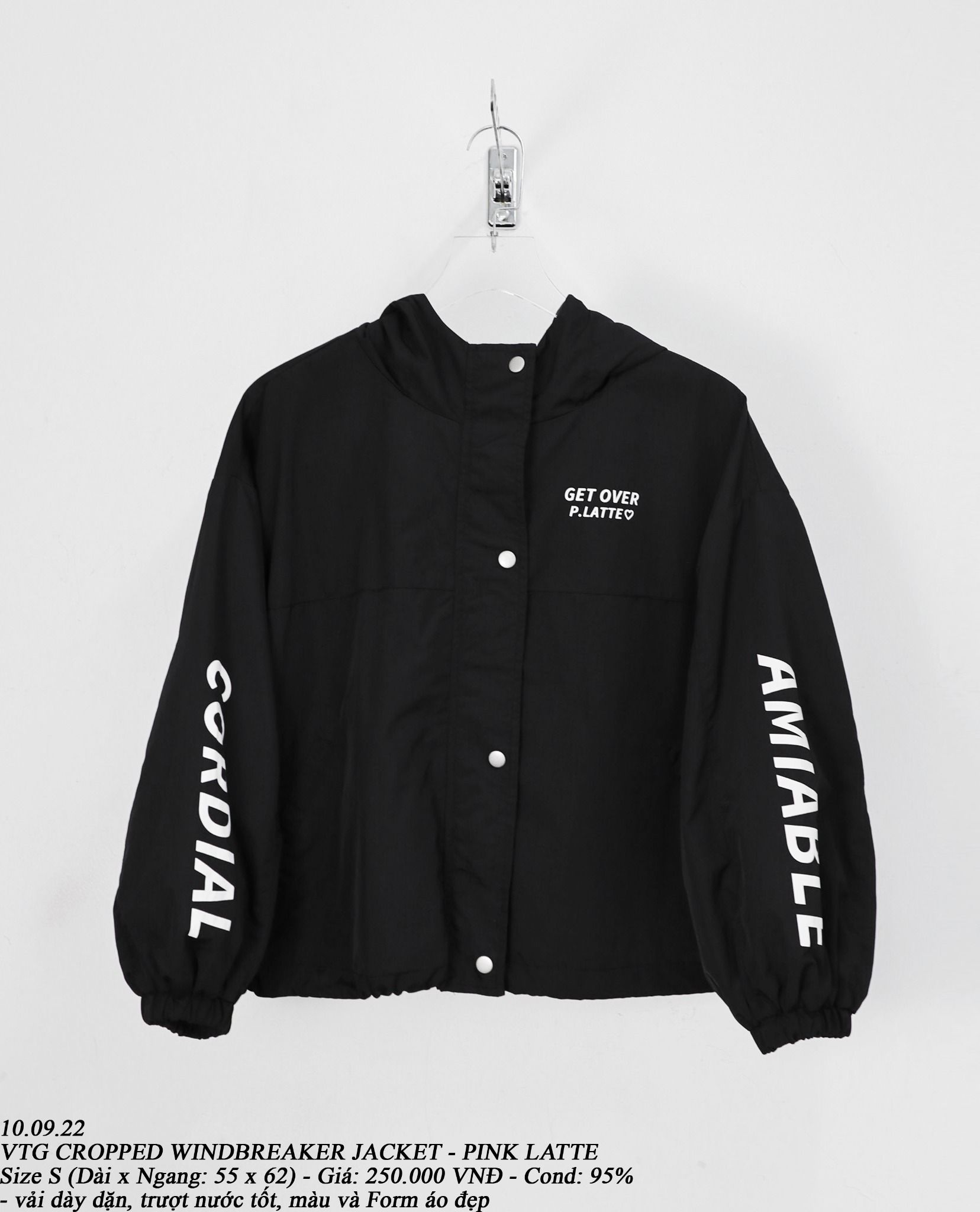 10.09.22 - VTG CROPPED WINDBREAKER JACKET - PINK LATTE