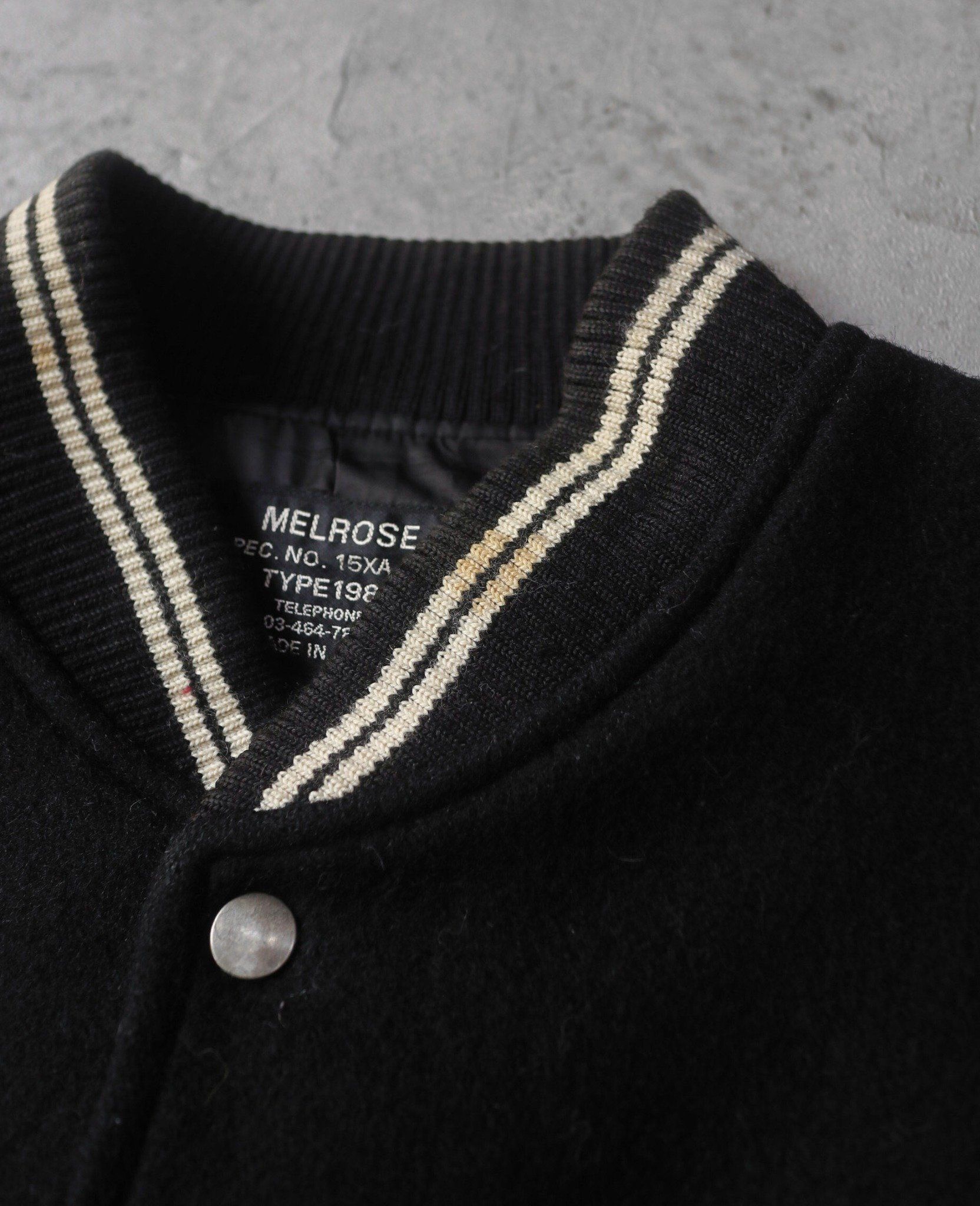 02.10.24 - VTG CROPPED LEATHER SLEEVE WOOL VARSITY JACKET - MELROSE