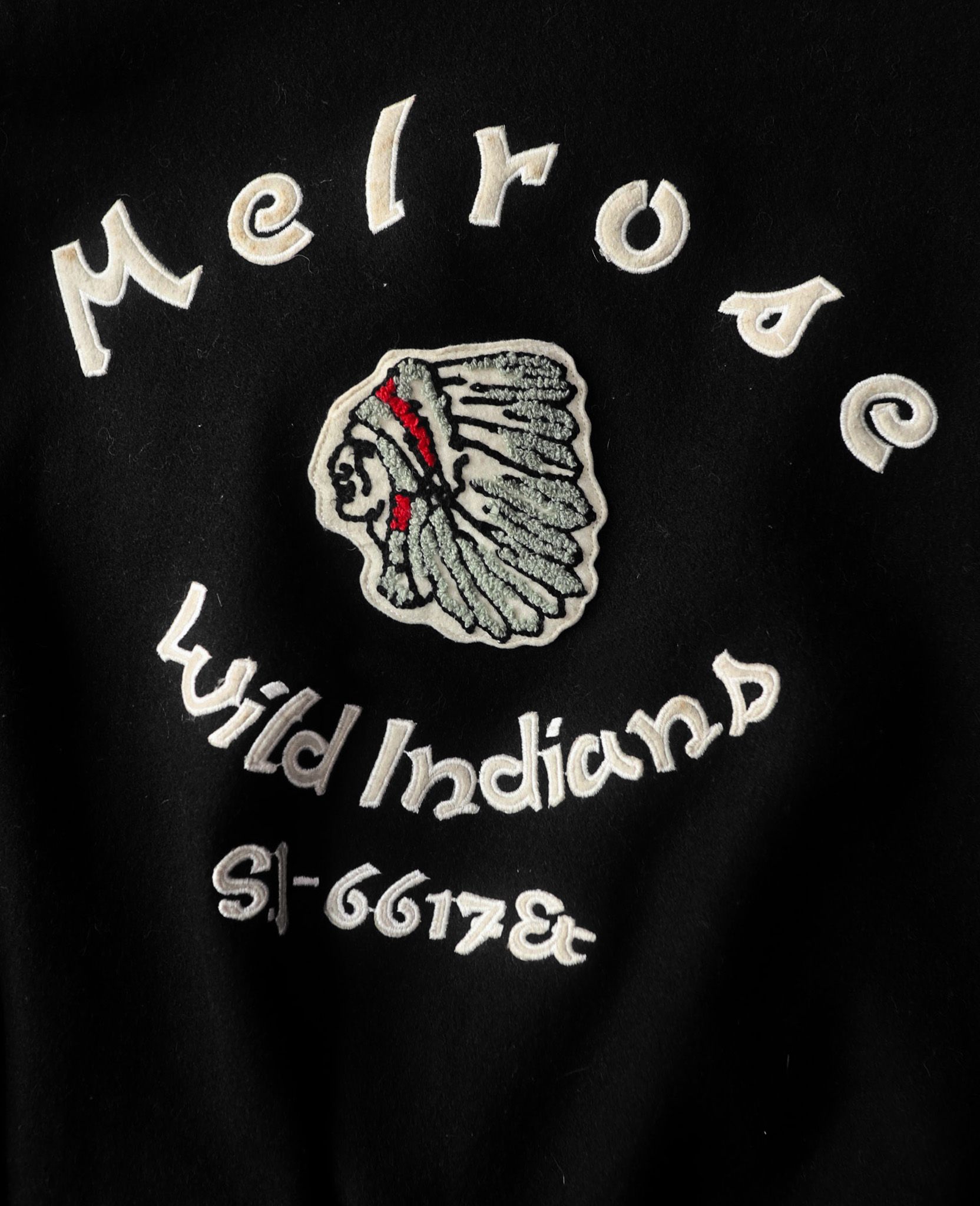02.10.24 - VTG CROPPED LEATHER SLEEVE WOOL VARSITY JACKET - MELROSE