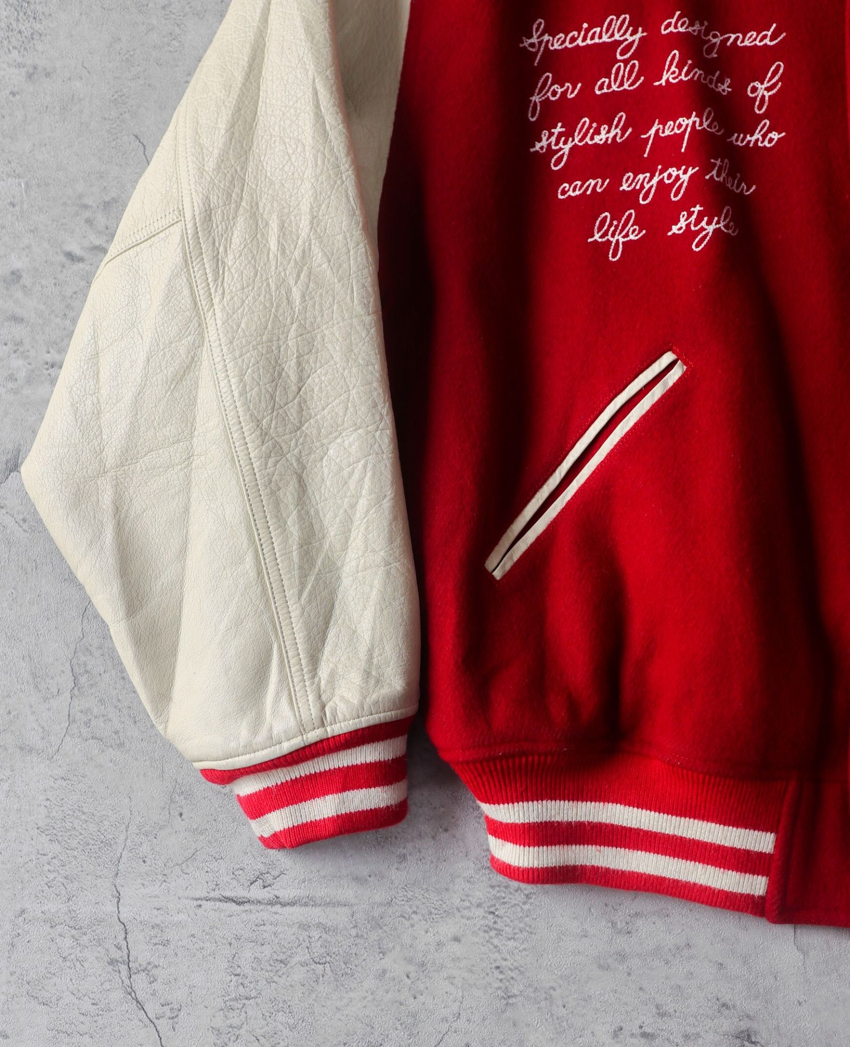 02.10.24 - VTG LEATHER SLEEVE WOOL VARSITY JACKET - COMMON SENSE JUST BIGI KID'S 90s