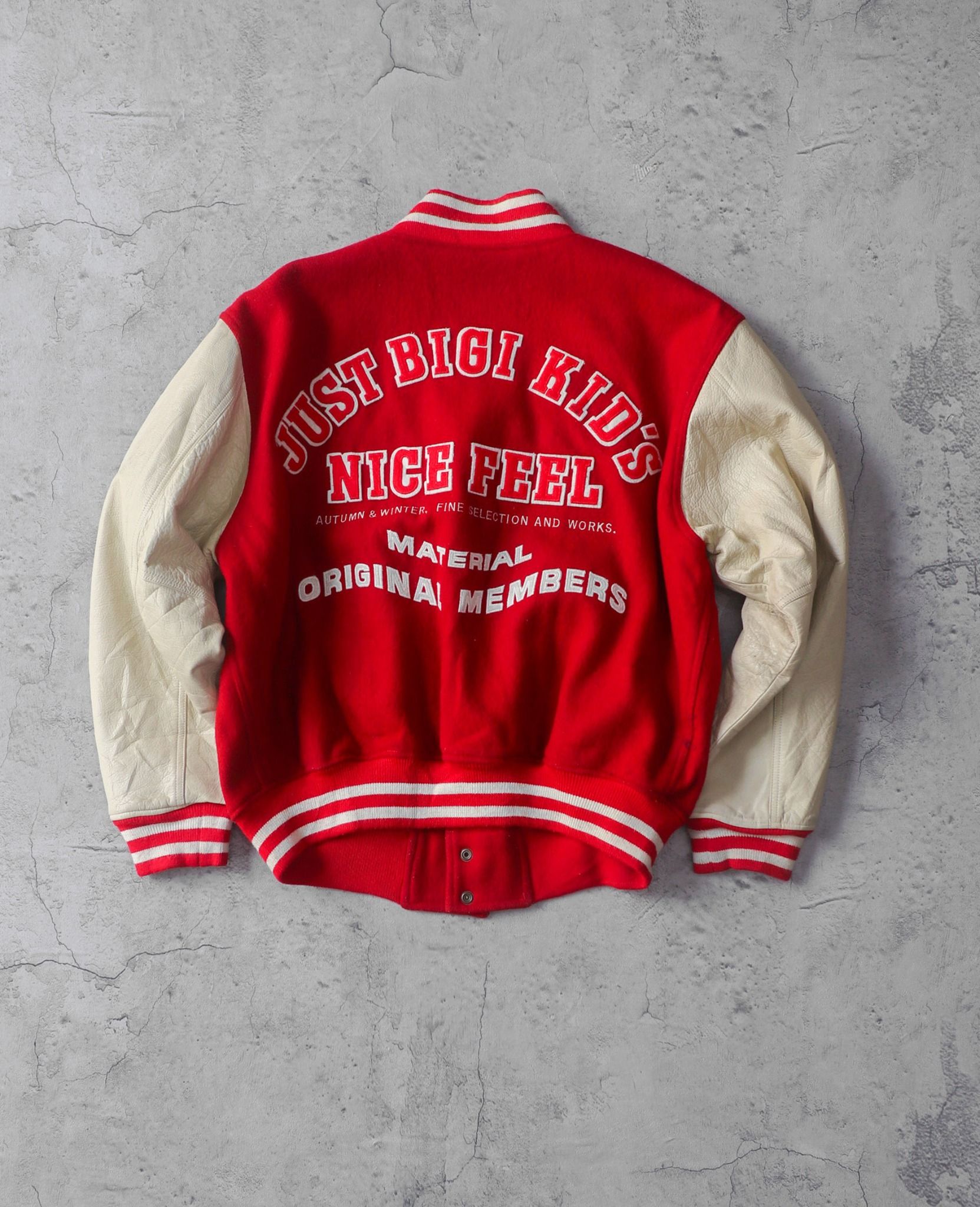 02.10.24 - VTG LEATHER SLEEVE WOOL VARSITY JACKET - COMMON SENSE JUST BIGI KID'S 90s