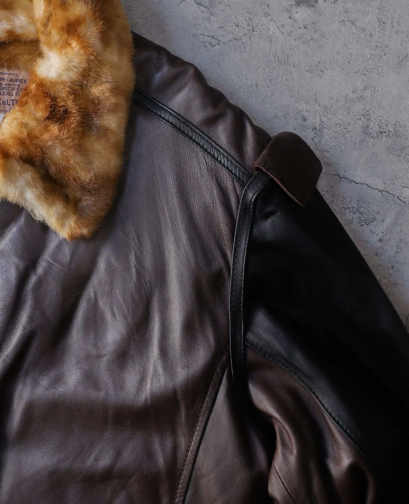 02.10.24 - VTG LEATHER COAT HOODED JACKET -AVIREX