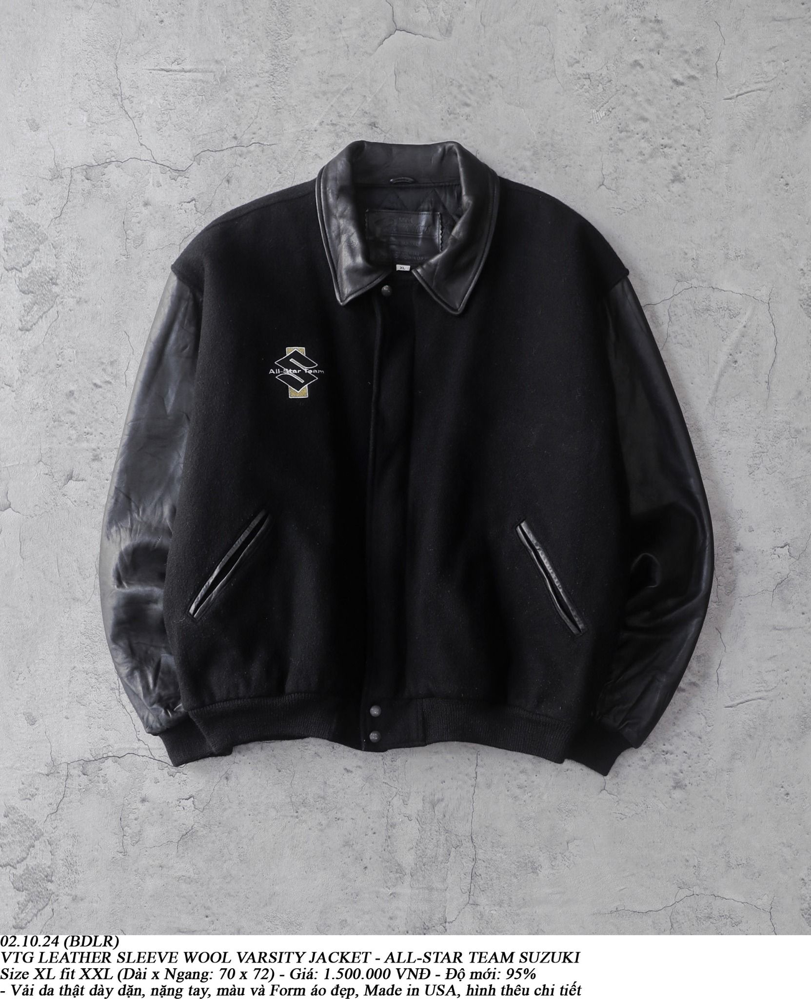 02.10.24 - VTG LEATHER SLEEVE WOOL VARSITY JACKET - ALL-STAR TEAM SUZUKI