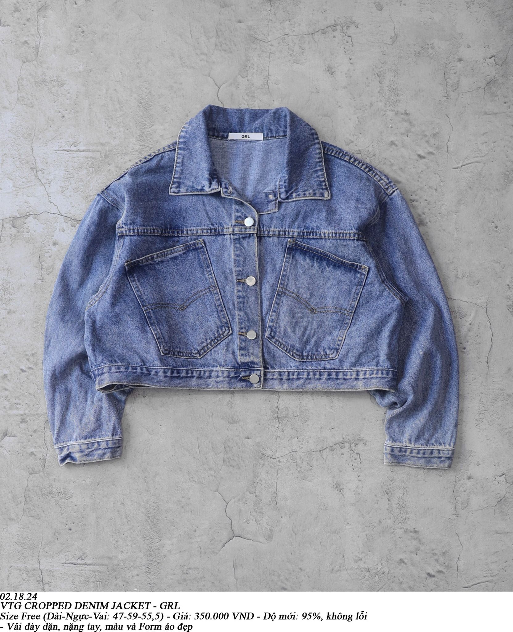 02.18.24 - VTG CROPPED DENIM JACKET - GRL
