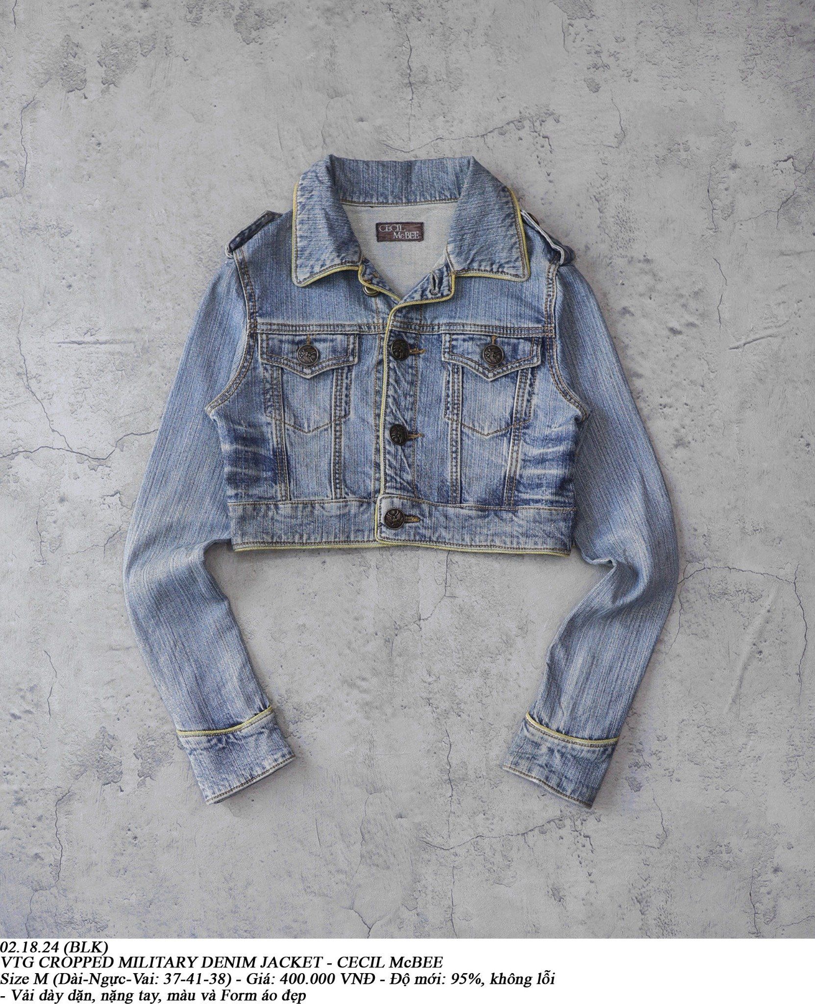 02.18.24 - VTG CROPPED MILITARY DENIM JACKET - CECIL McBEE