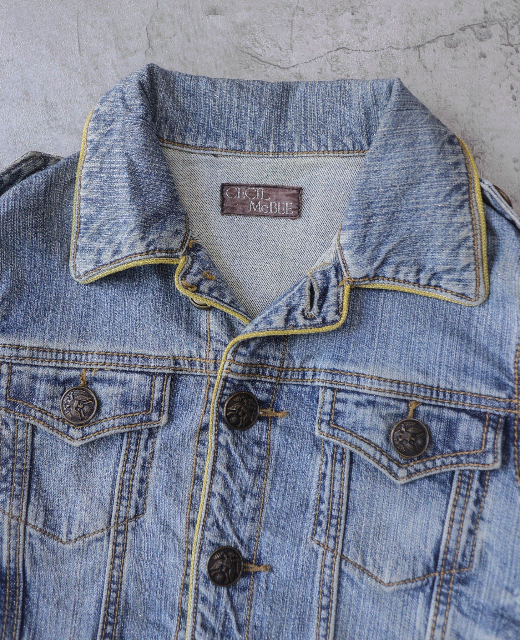 02.18.24 - VTG CROPPED MILITARY DENIM JACKET - CECIL McBEE