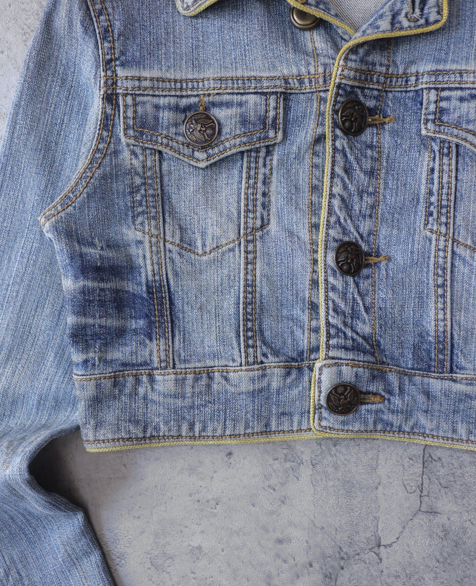 02.18.24 - VTG CROPPED MILITARY DENIM JACKET - CECIL McBEE