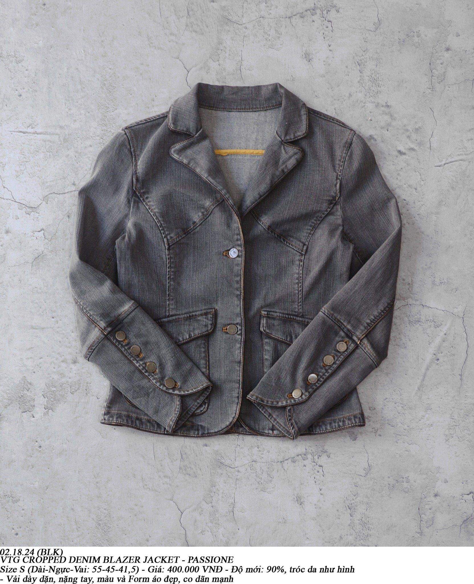 02.18.24 - VTG CROPPED DENIM BLAZER JACKET - PASSIONE