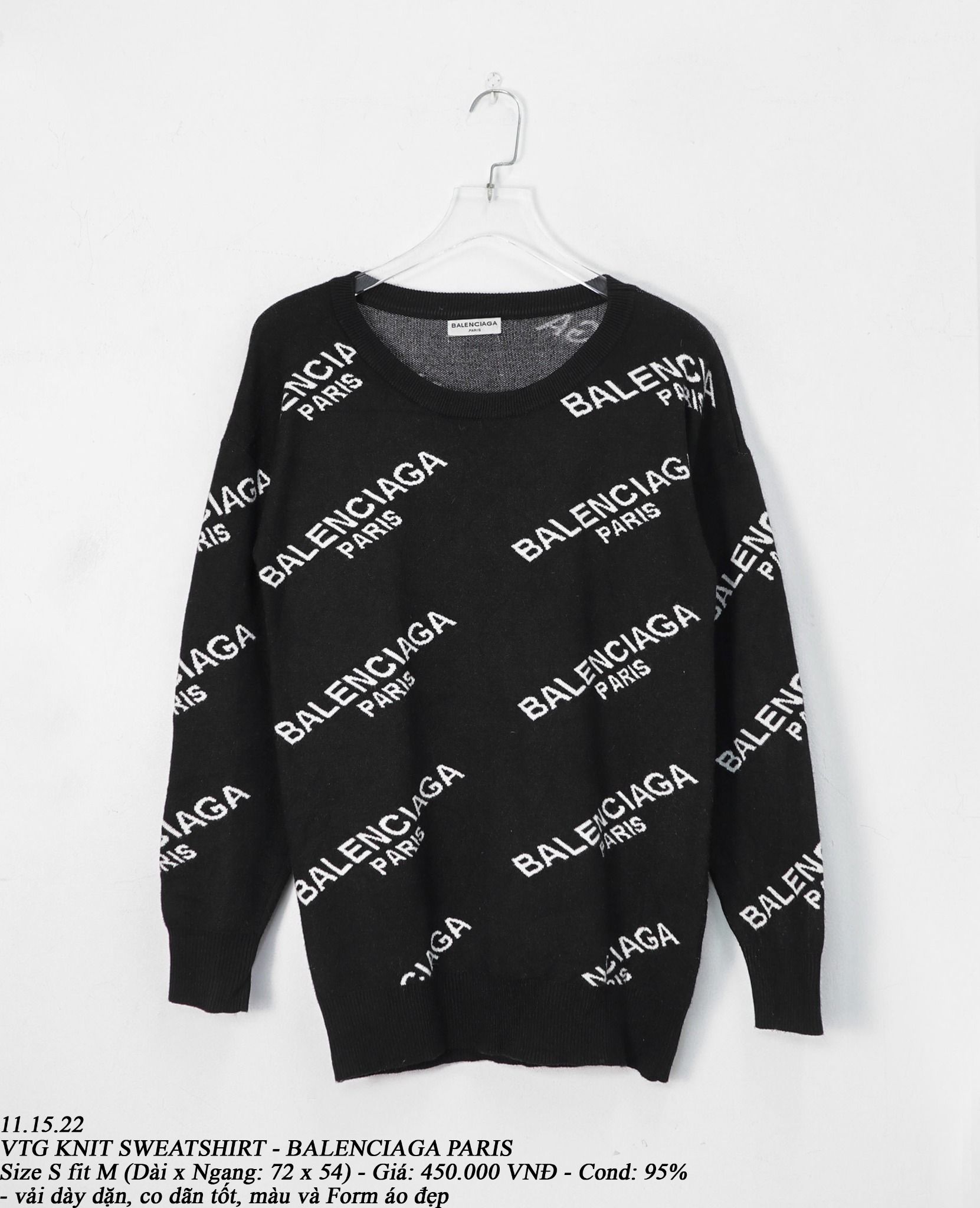 11.15.22 - VTG KNIT SWEATSHIRT - BALENCIAGA PARIS