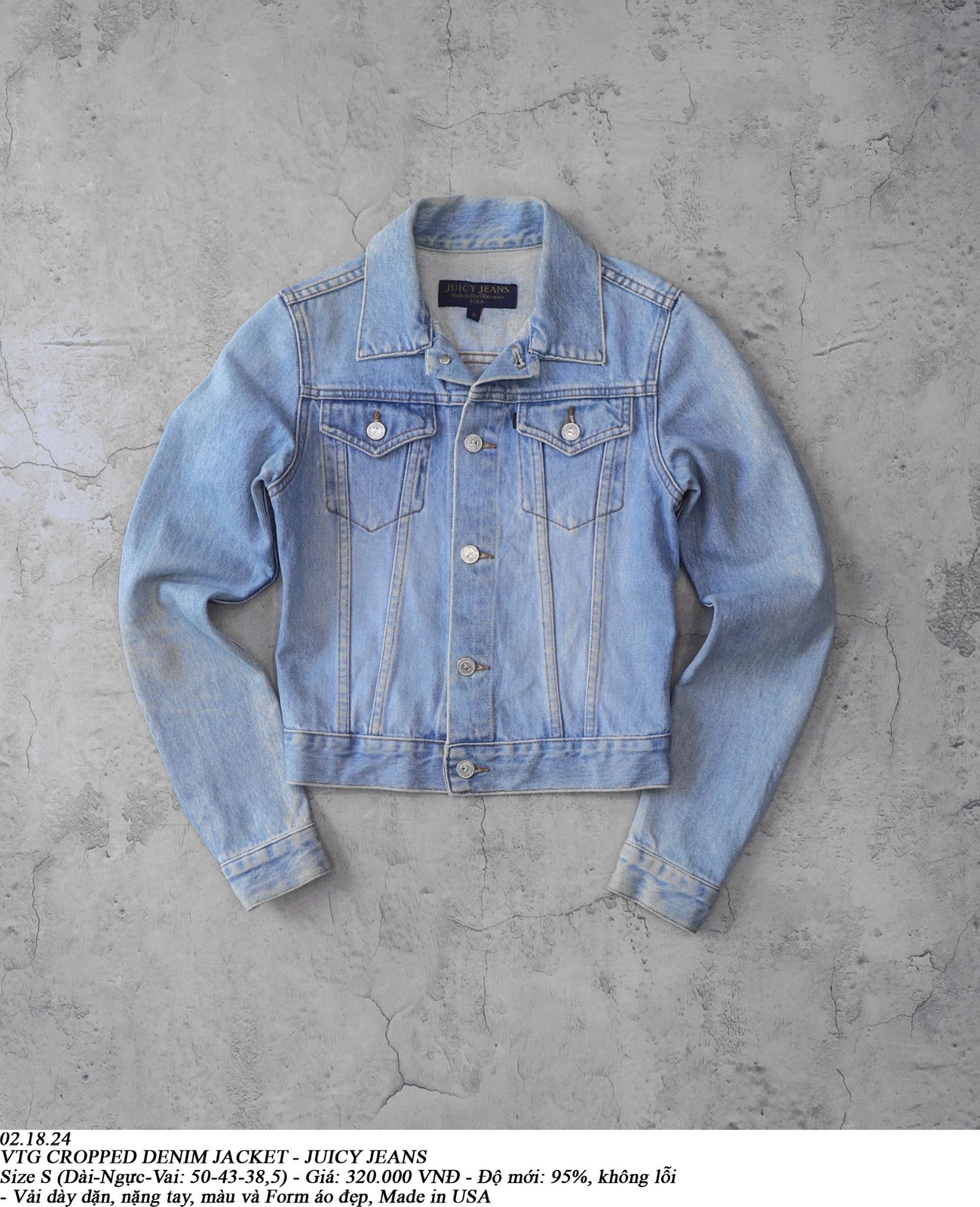 02.18.24 - VTG CROPPED DENIM JACKET - JUNCY JEANS