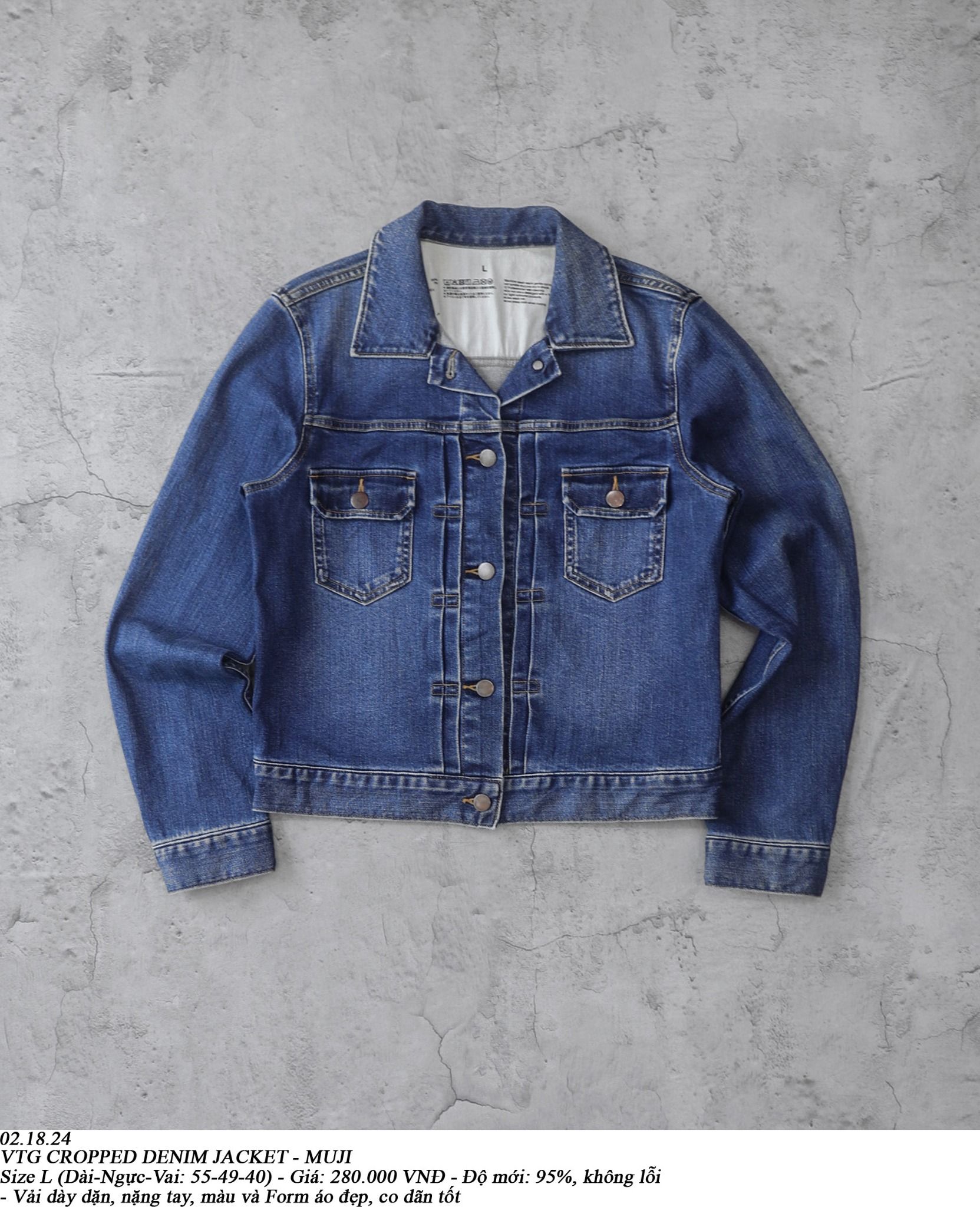 02.18.24 - VTG CROPPED DENIM JACKET - MUJI