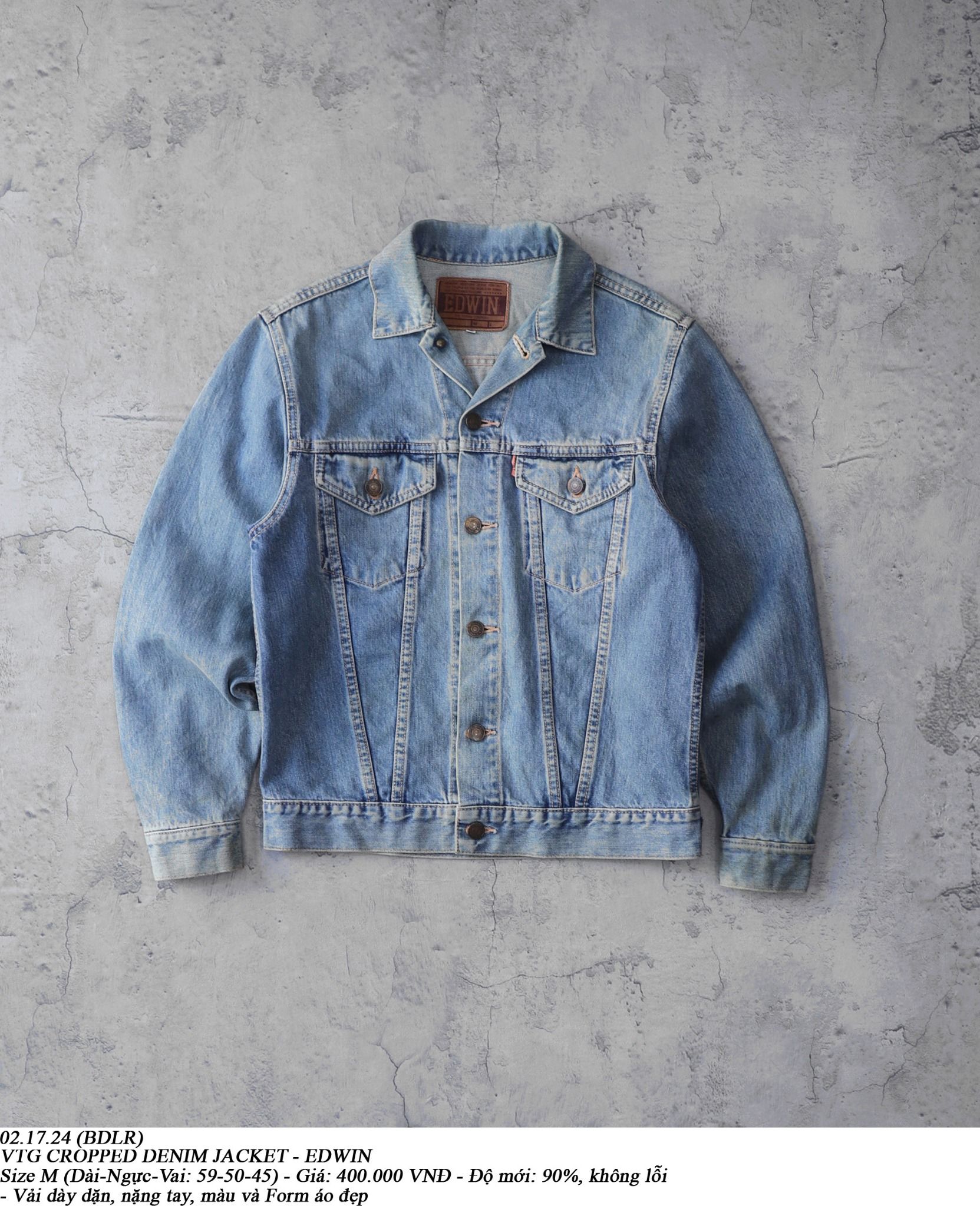 02.17.24 - VTG CROPPED DENIM JACKET - EDWIN