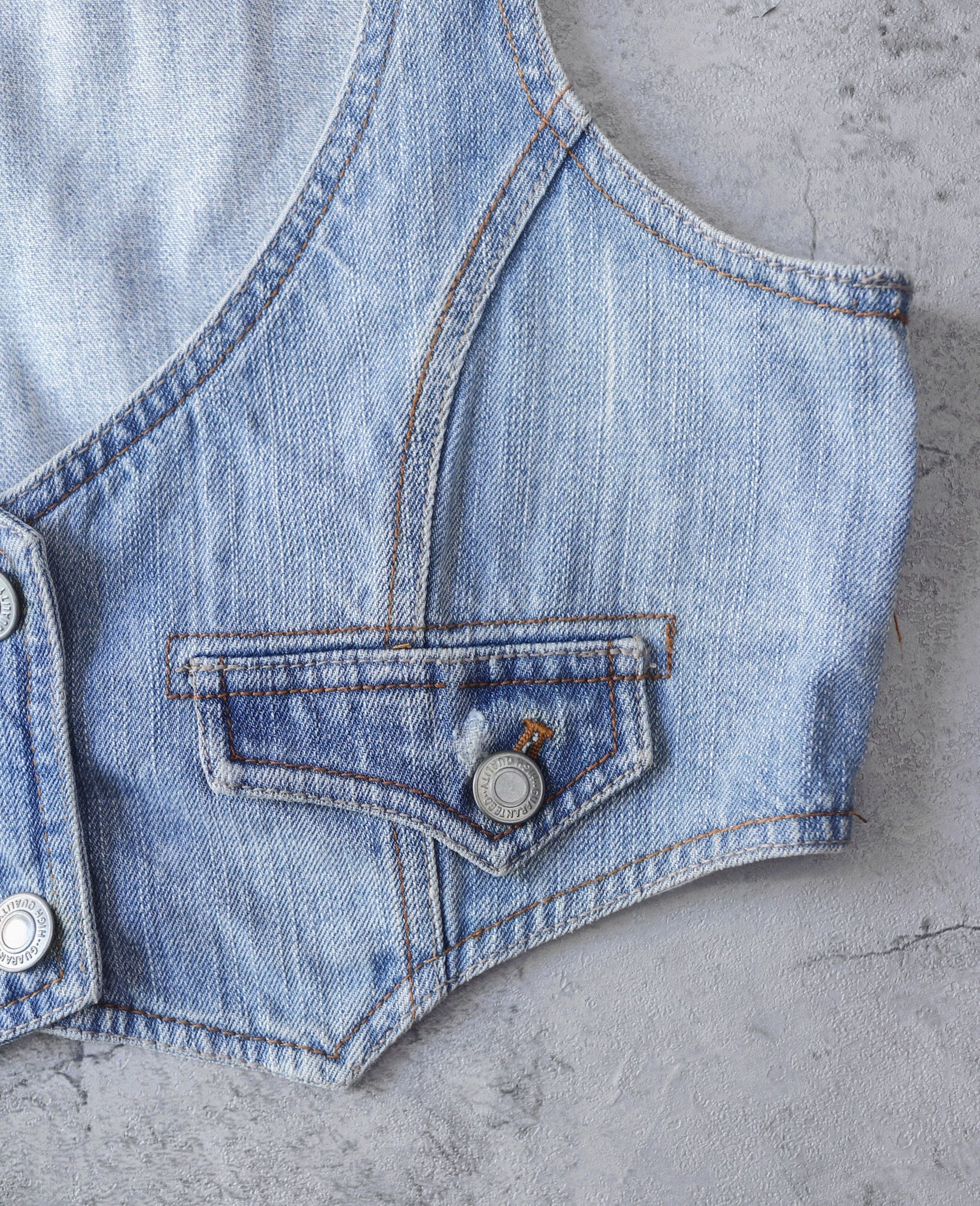 02.17.24 - VTG WAISTCOAT DENIM VEST JACKET - CRAZY ANGEL