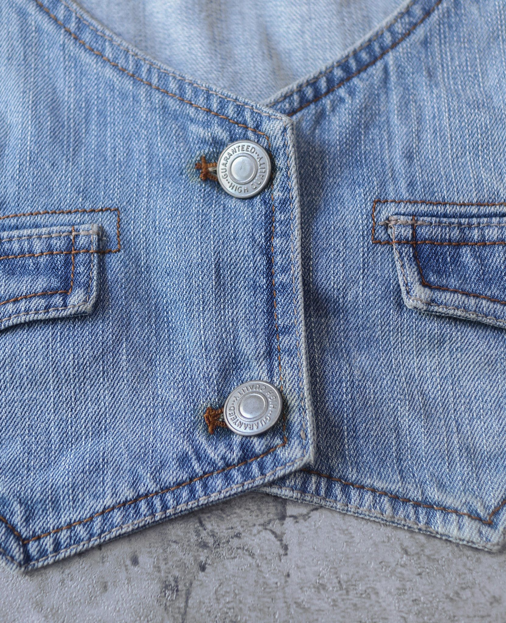 02.17.24 - VTG WAISTCOAT DENIM VEST JACKET - CRAZY ANGEL