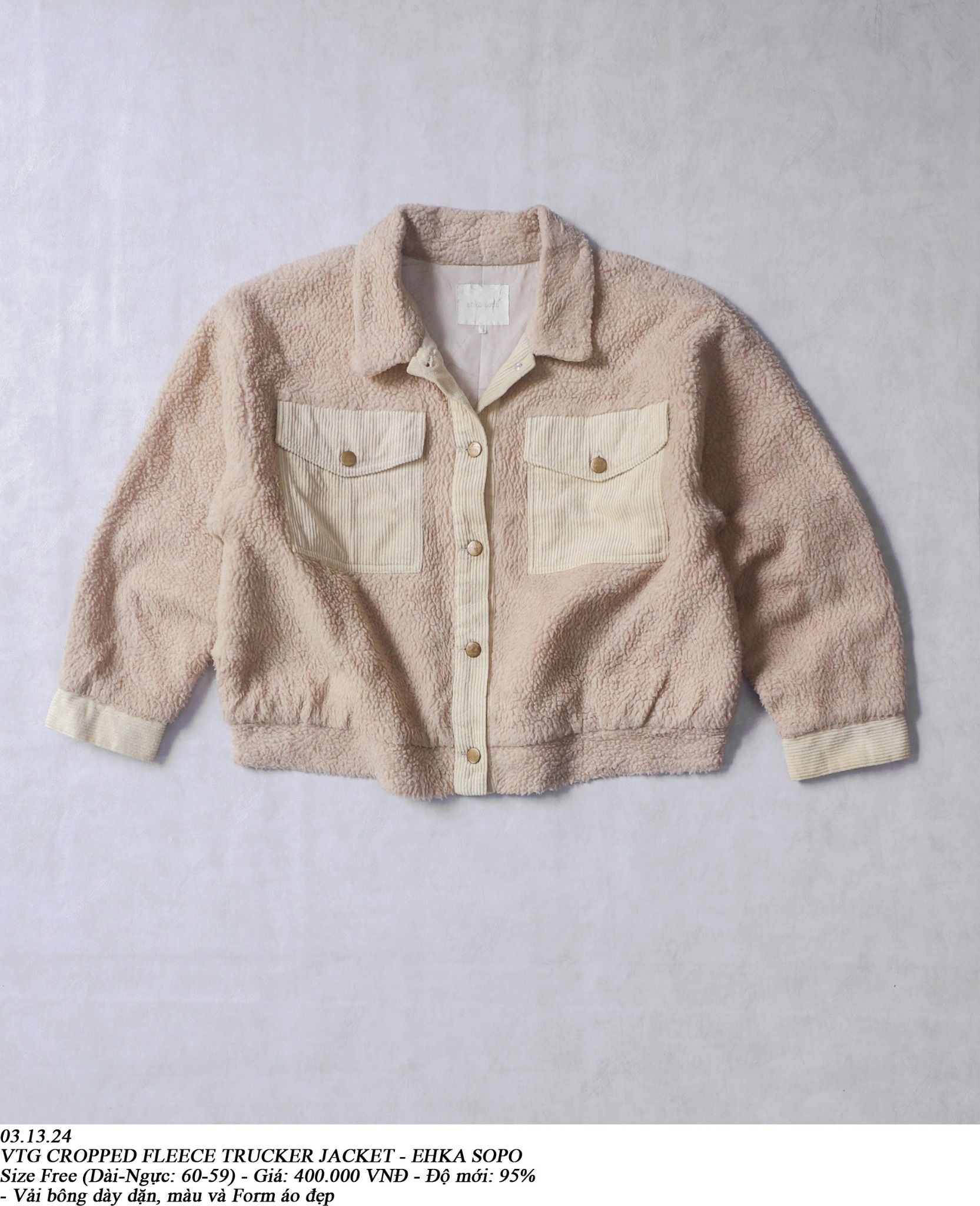 03.13.24 - VTG CROPPED FLEECE TRUCKER JACKET - EHKA SOPO