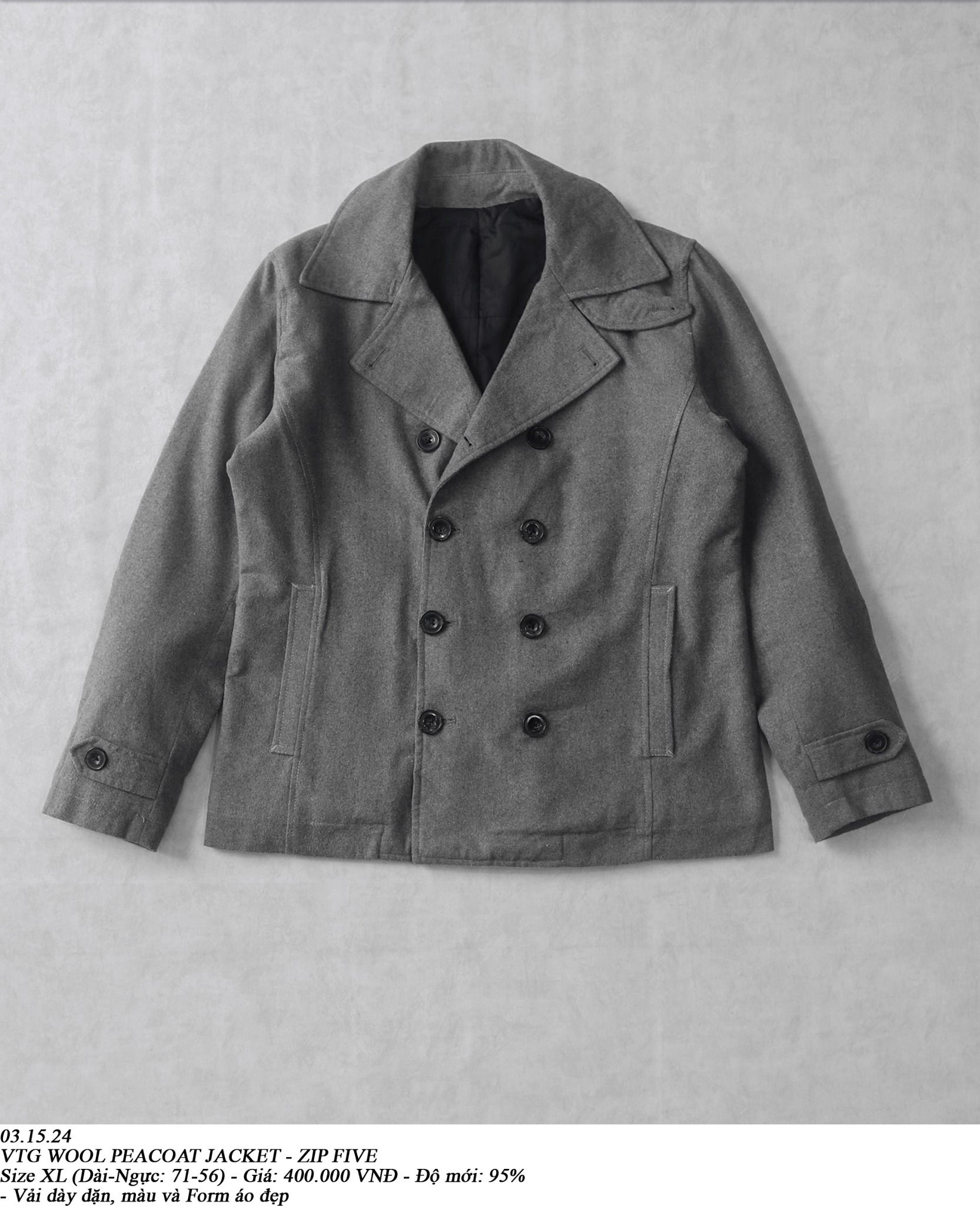 03.15.24 - VTG WOO PEACOAT JACKET - ZIP FIVE