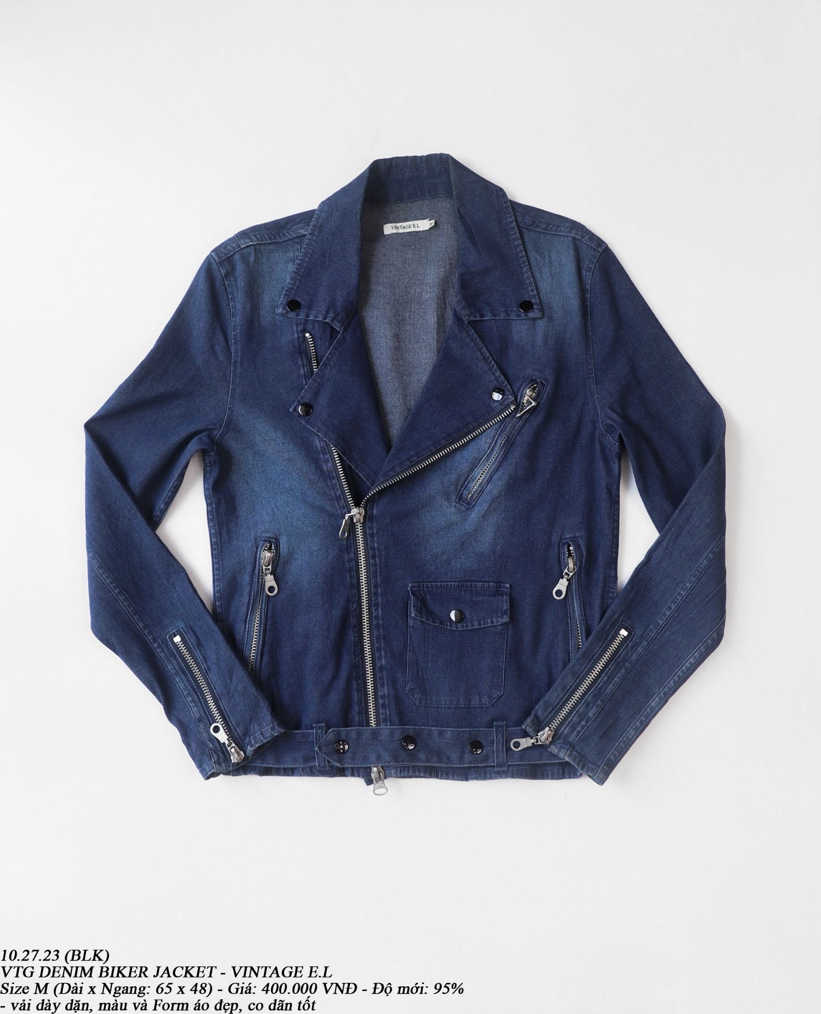 10.27.23 - VTG BIKER DENIM JACKET - VINTAGE E.L
