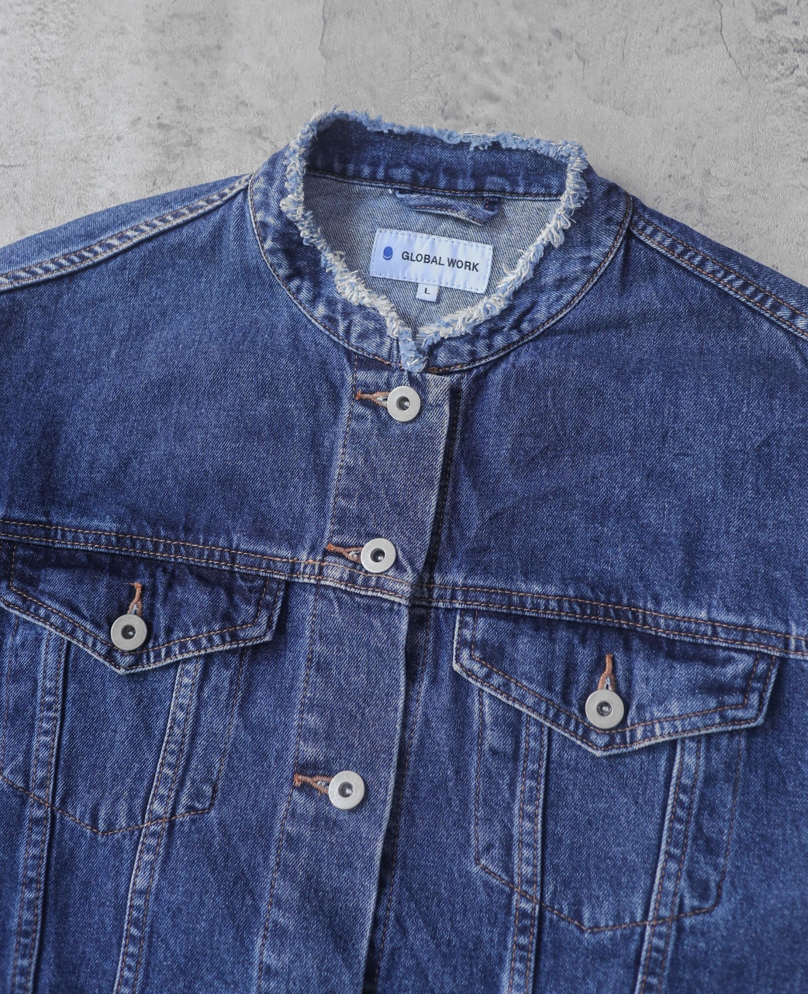 03.20.24 - VTG CROPPED DENIM TRUCKER JACKET - GLOBAL WORK