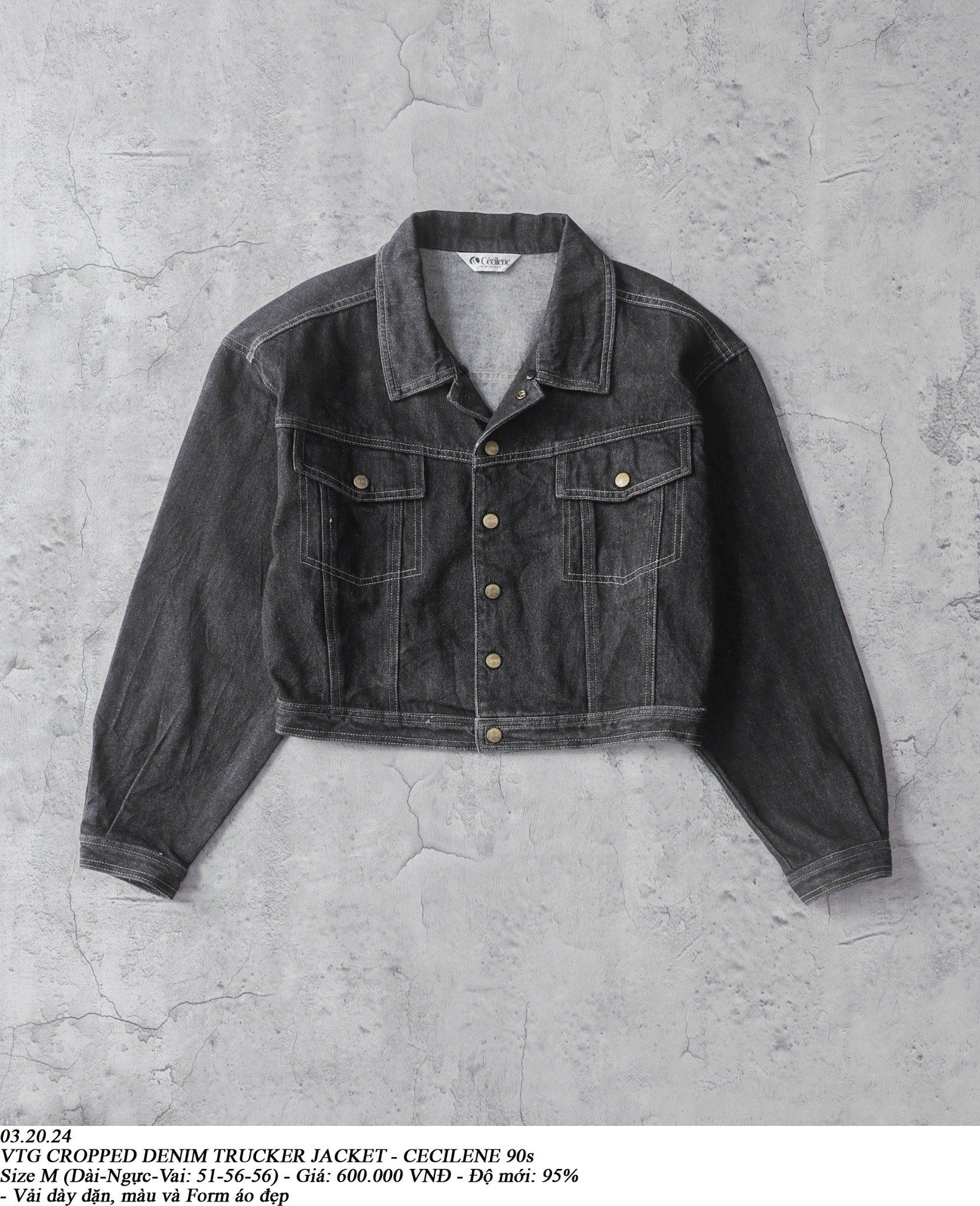 03.20.24 - VTG CROPPED DENIM TRUCKER JACKET - CECILINE 90s