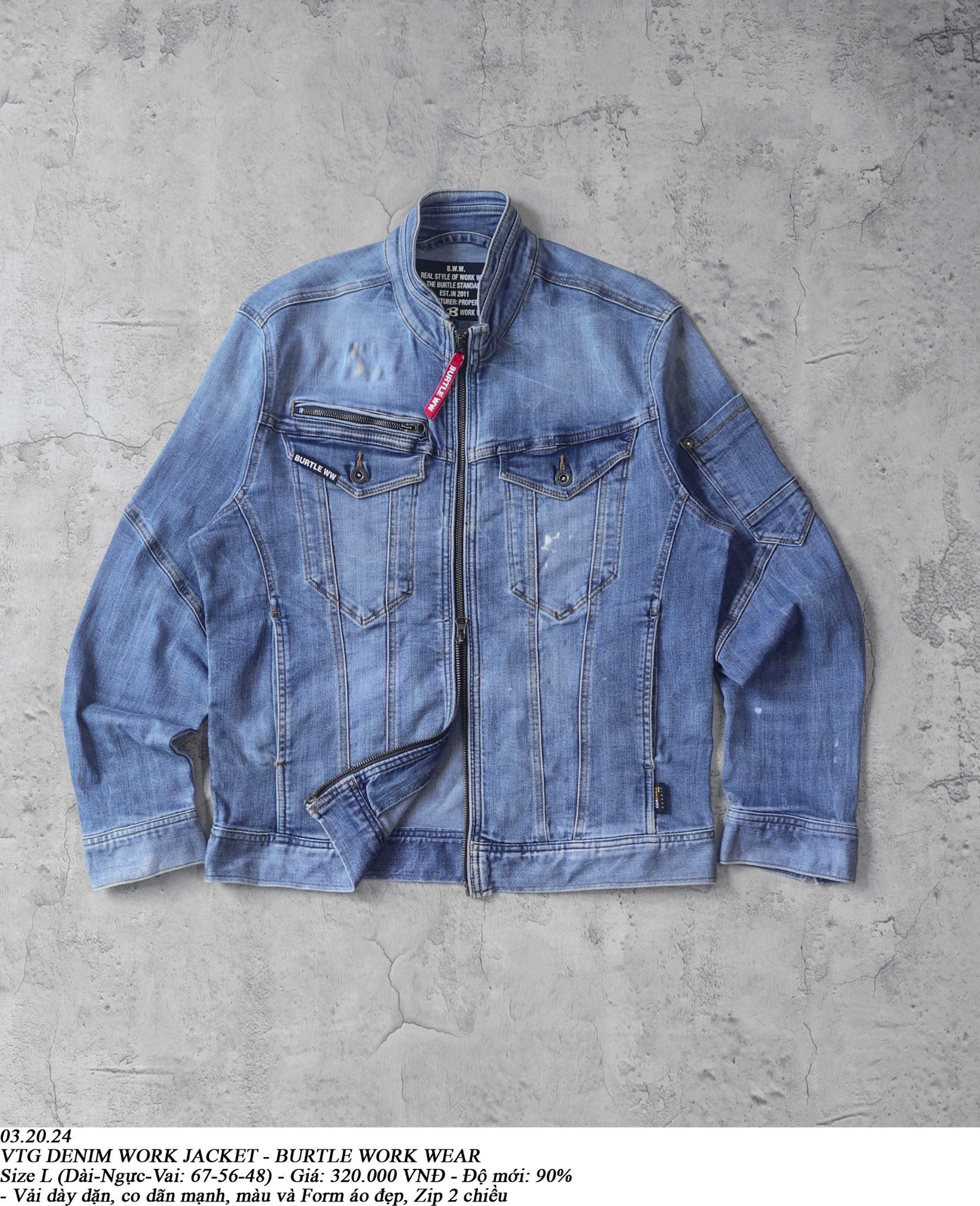 03.20.24 - VTG DENIM WORK JACKET - BURTLE WORK WEAR