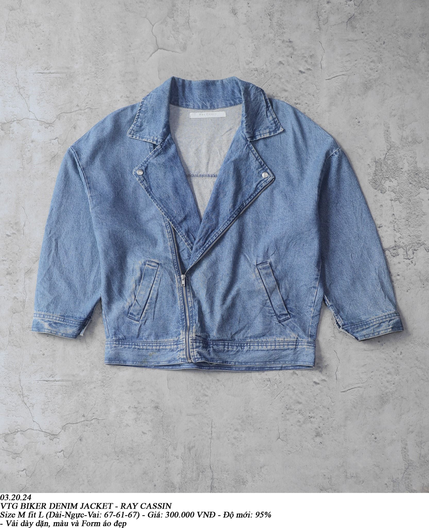 03.20.24 - VTG BIKER DENIM JACKET - RAY CASSIN