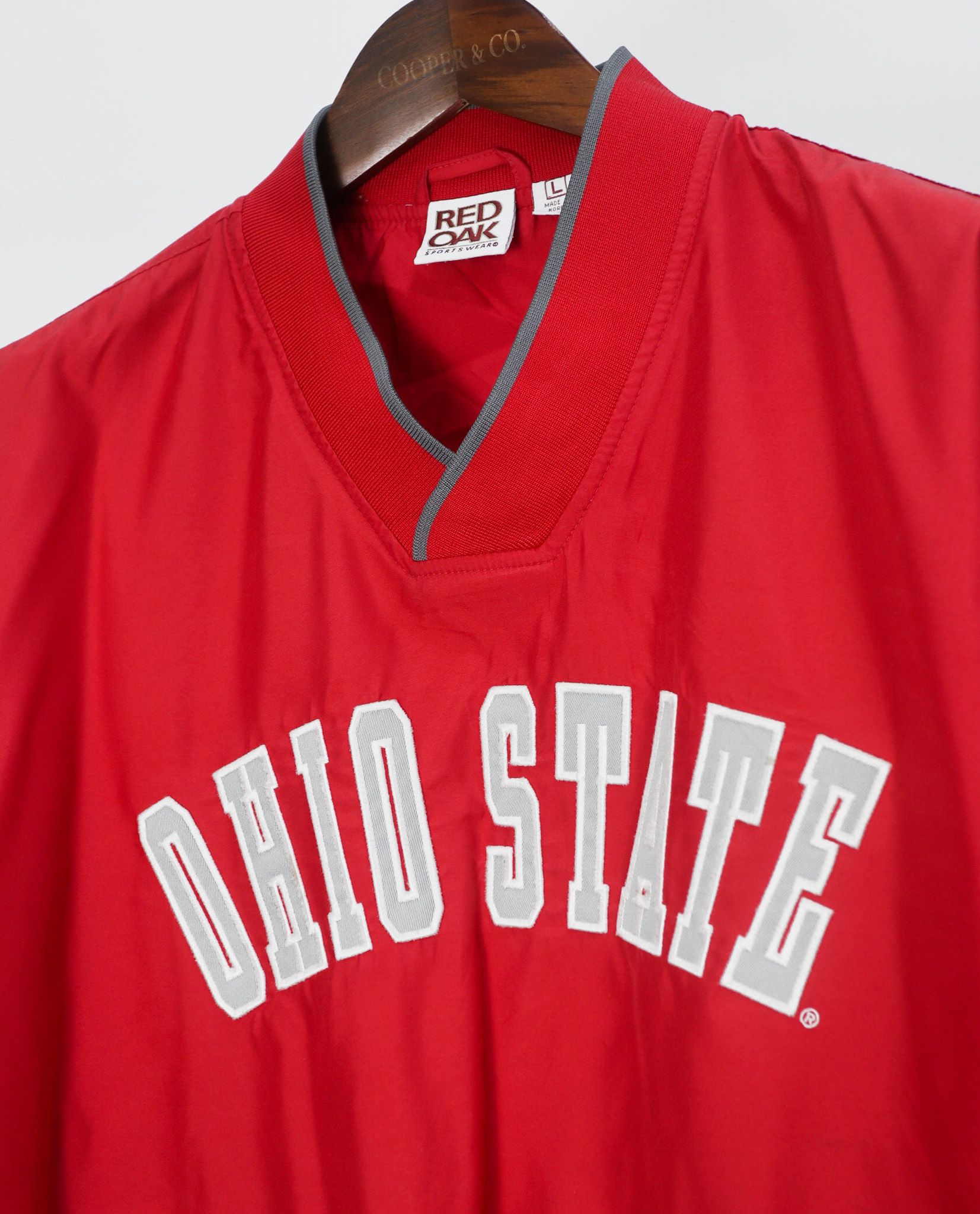 05.04.23 - VTG PULLOVER BASEBALL JACKET - RED OAK