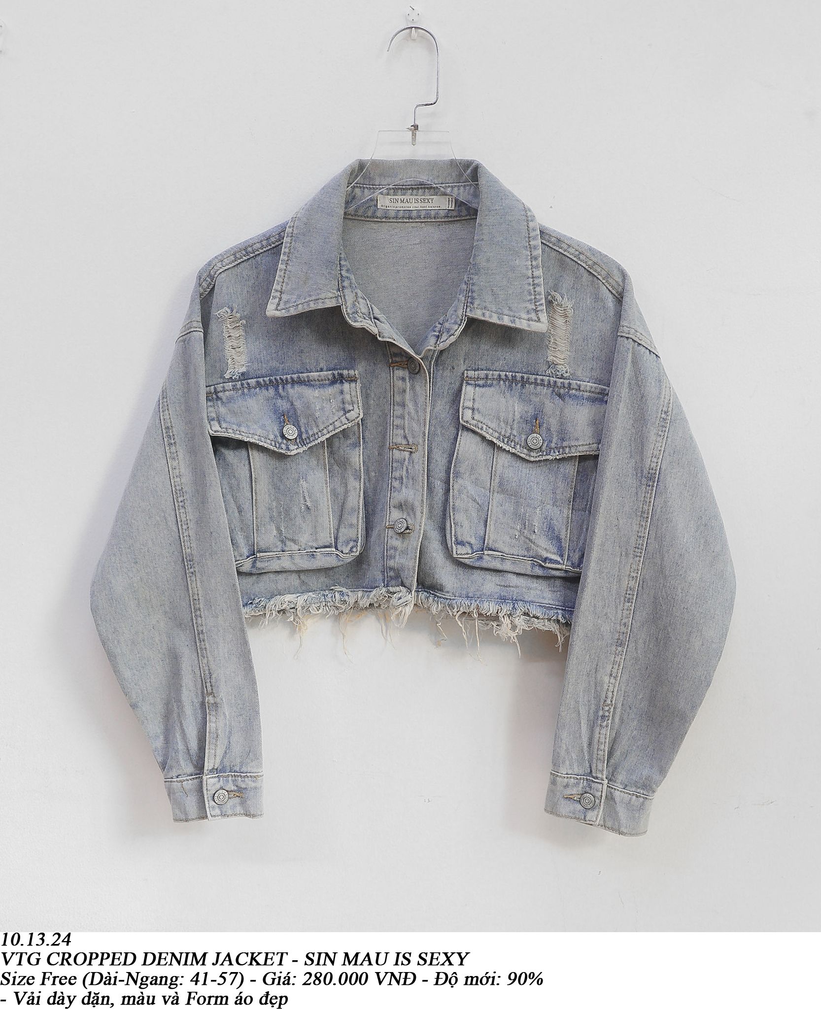 10.13.24 - VTG CROPPED DENIM JACKET - SIN MAU IS SEXY