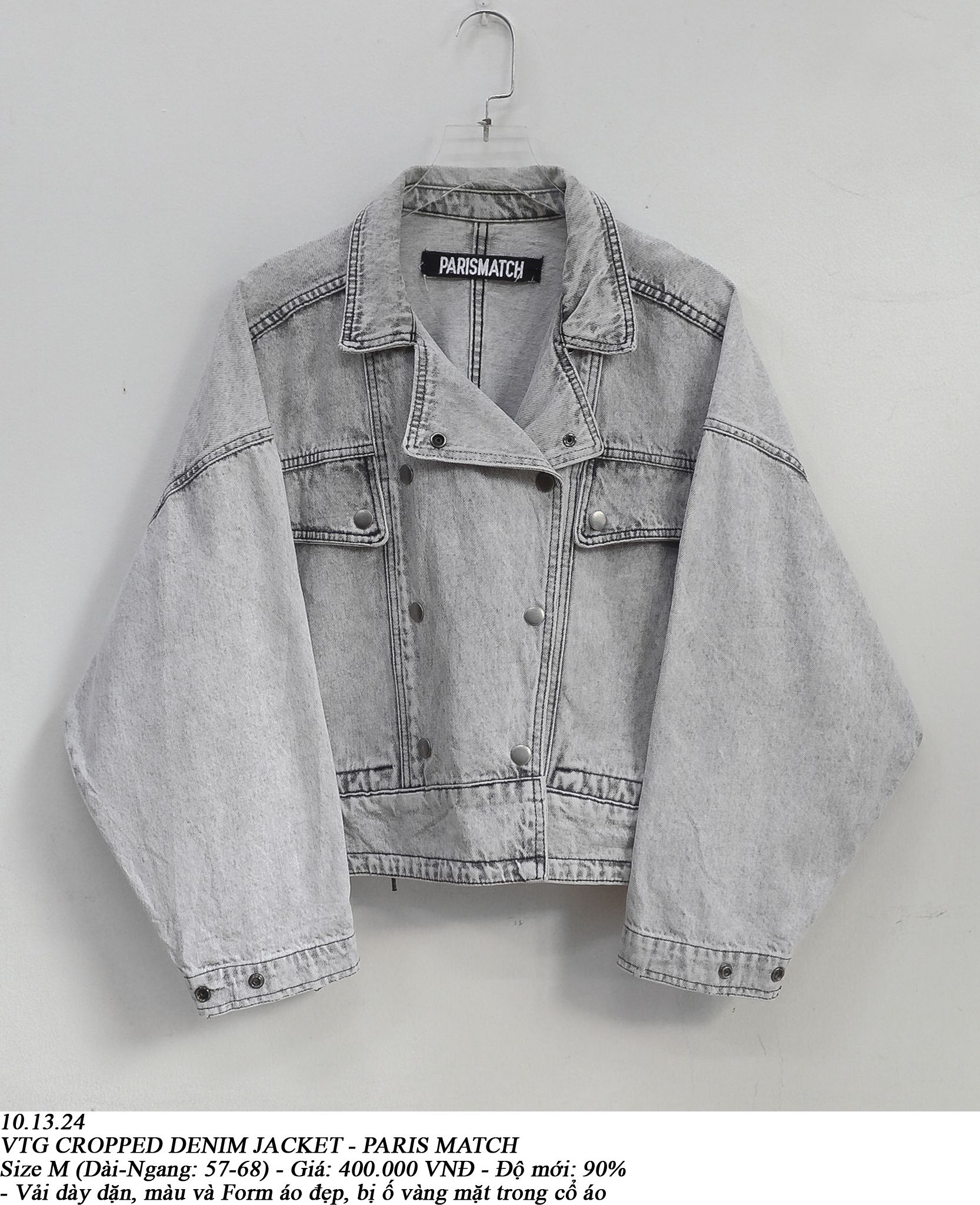 10.13.24 - VTG CROPPED DENIM JACKET - PARIS MATCH