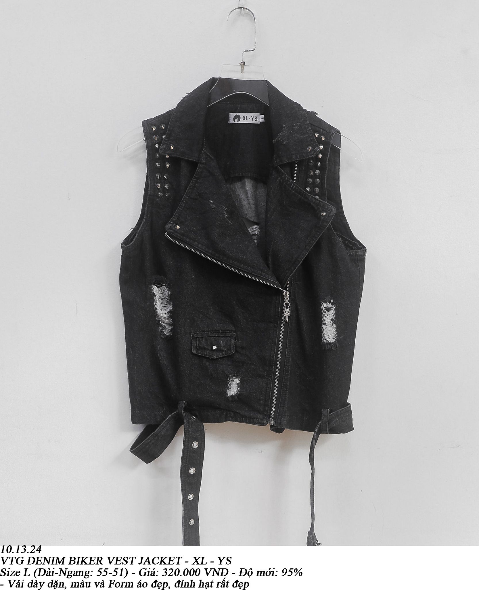 10.13.24 - VTG DENIM BIKER VEST JACKET - XL - YS