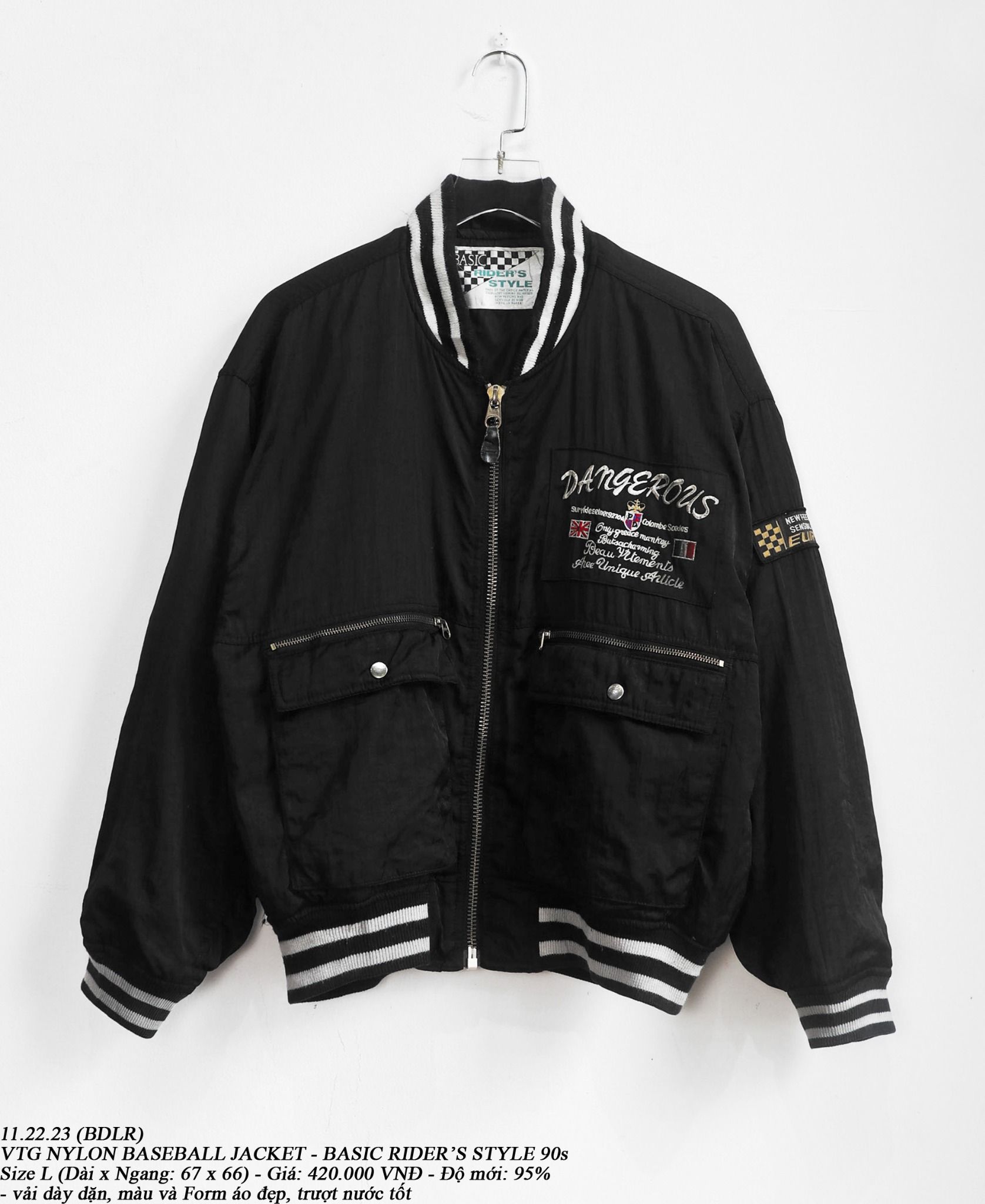 11.22.23 - VTG NYLON BASEBALL JACKET - BASIC RIDER'S STYLE 90s