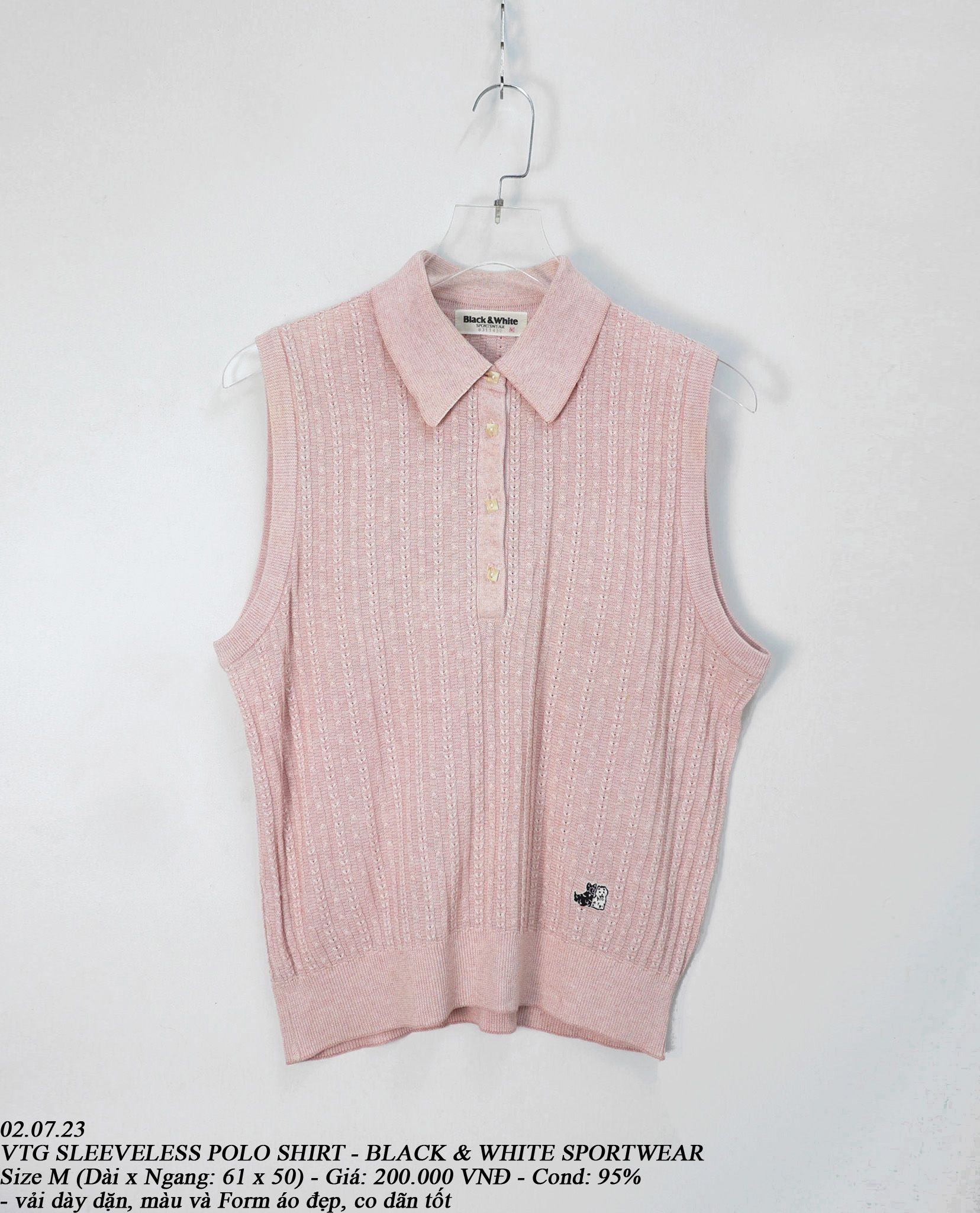 02.07.23 - VTG SLEEVELESS POLO SHIRT - BLACK & WHITE SPORTWEAR