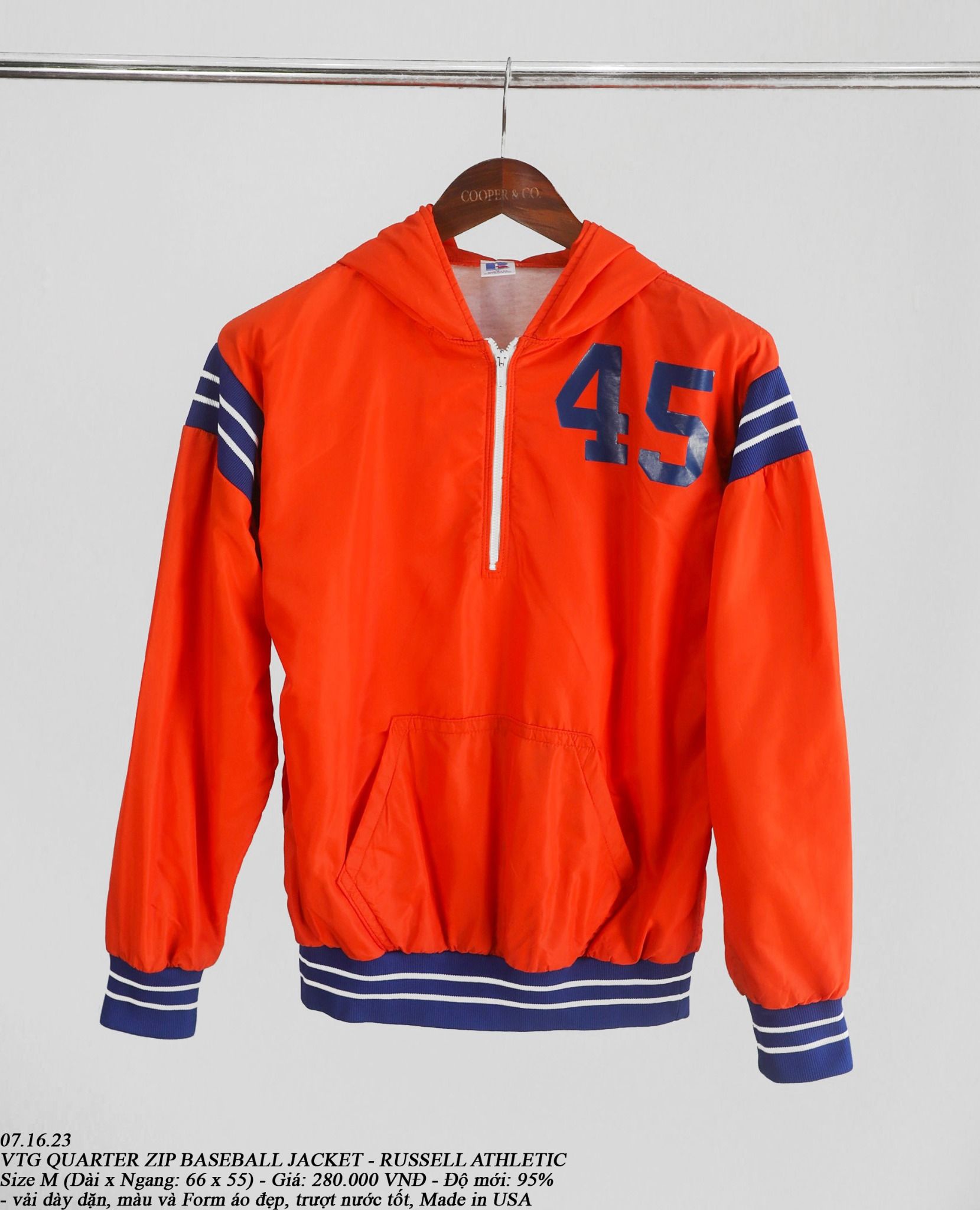 07.16.23 - VTG QUARTER ZIP BASEBALL JACKET - RUSSELL ATHLETIC