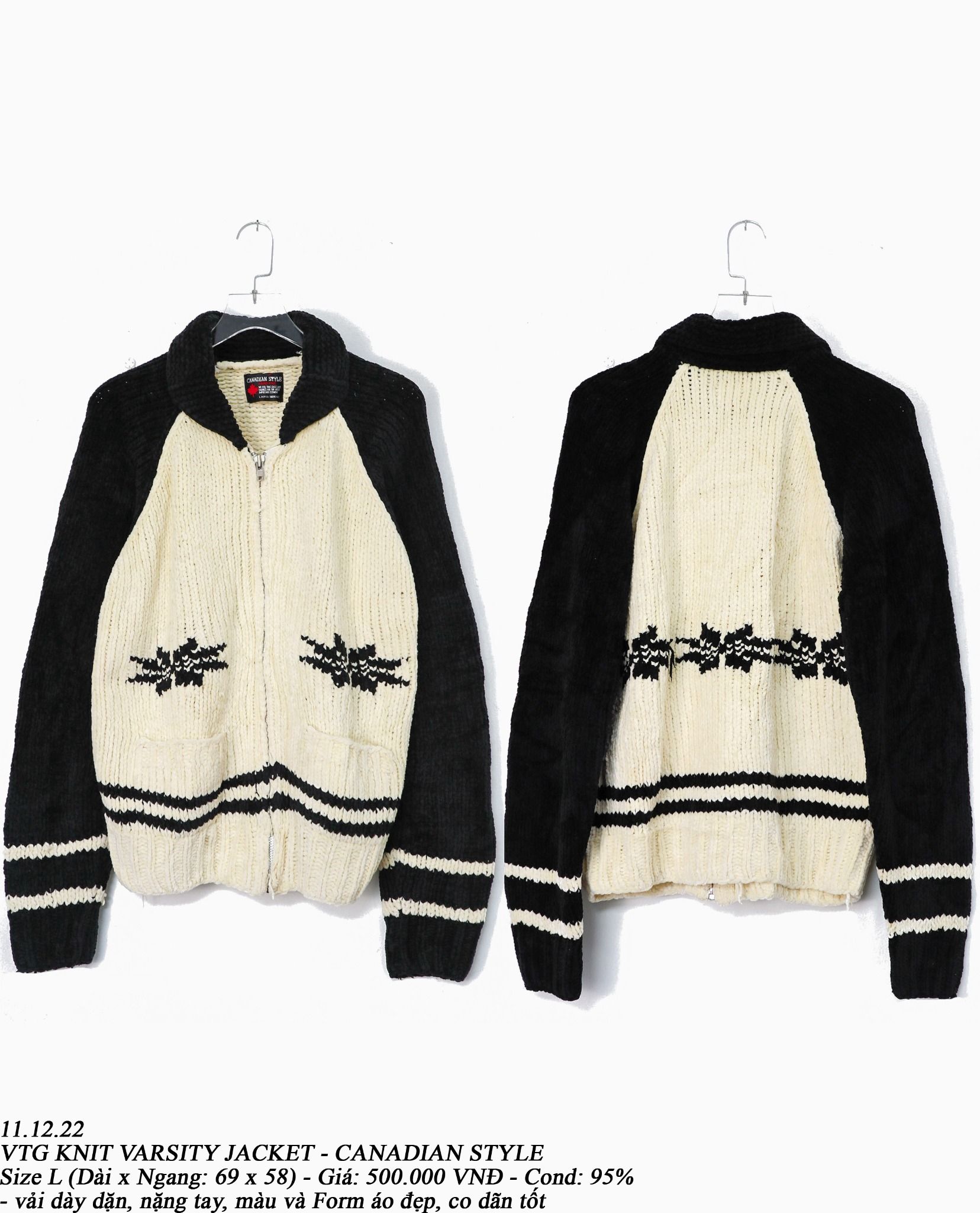 11.12.22 - VTG KNIT VARSITY JACKET - CANADIAN STYLE
