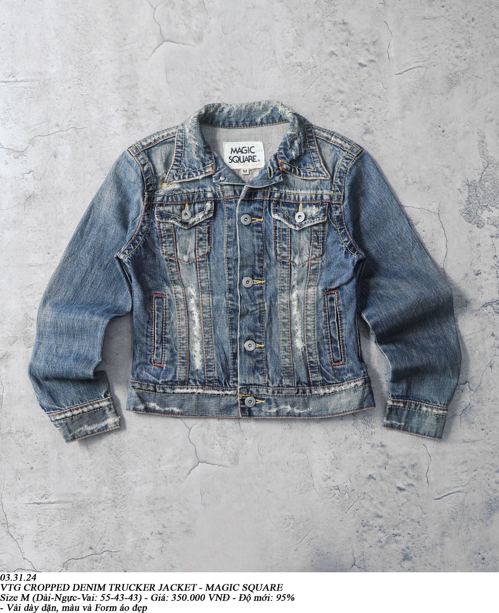 03.31.24 - VTG CROPPED DENIM TRUCKER JACKET - MAGIC SQUARE