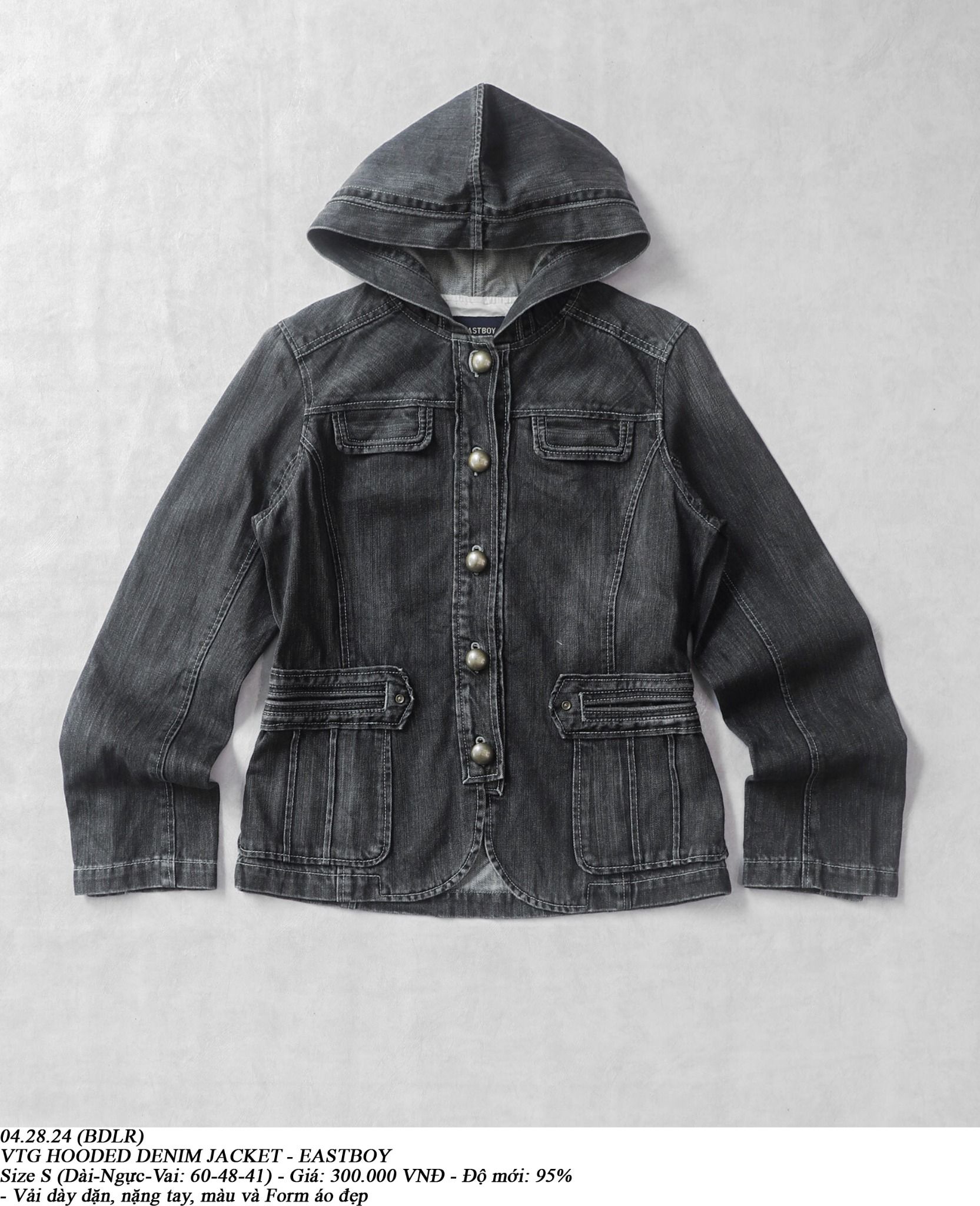 04.28.24 - VTG HOODED DENIM JACKET - EASTBOY