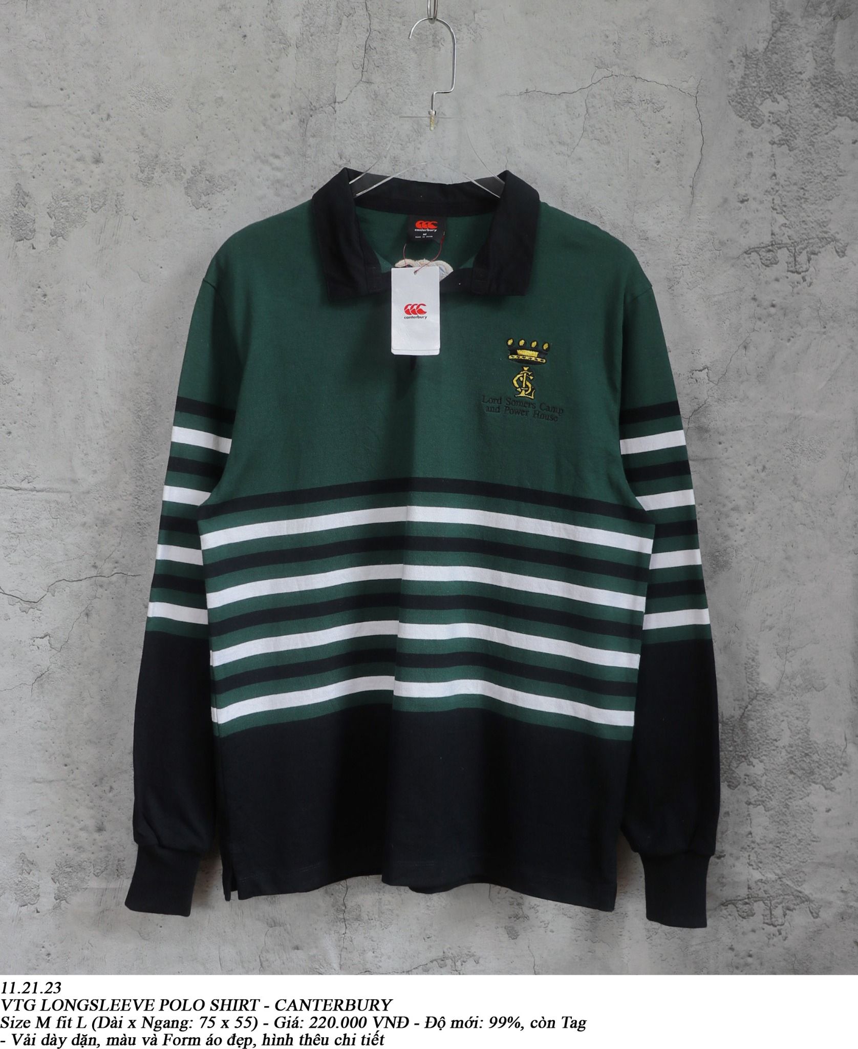 11.21.23 - VTG LONGSLEEVE POLO SHIRT - CANTERBURY
