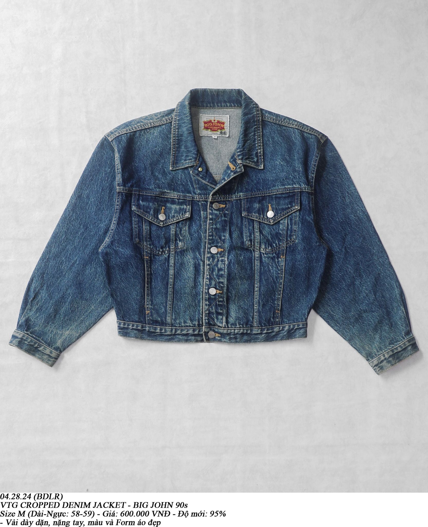 04.28.24 - VTG CROPPED DENIM JACKET - BIG JOHN 90s