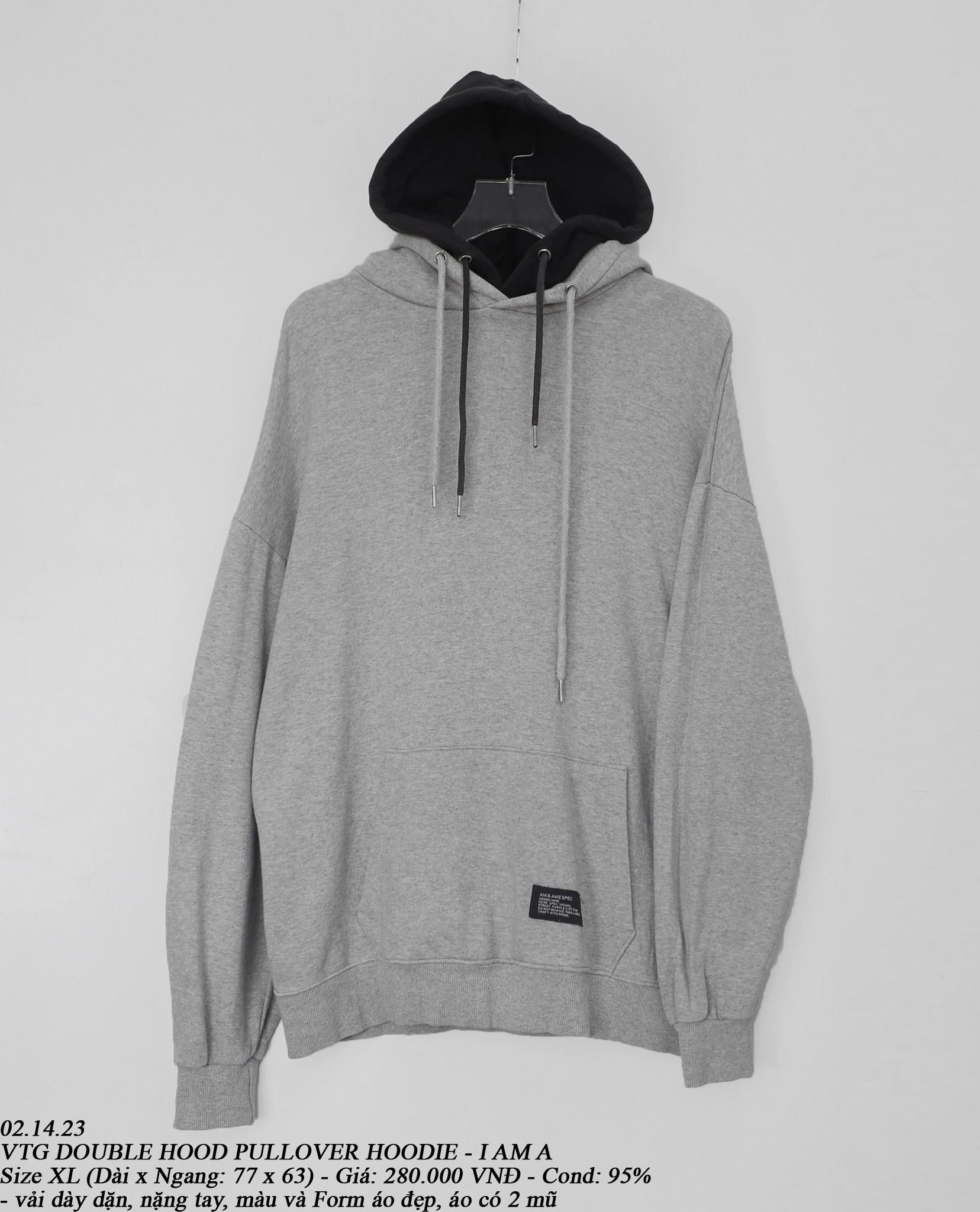 02.14.23 - VTG DOUBLE HOOD PULLOVER HOODIE - I AM A