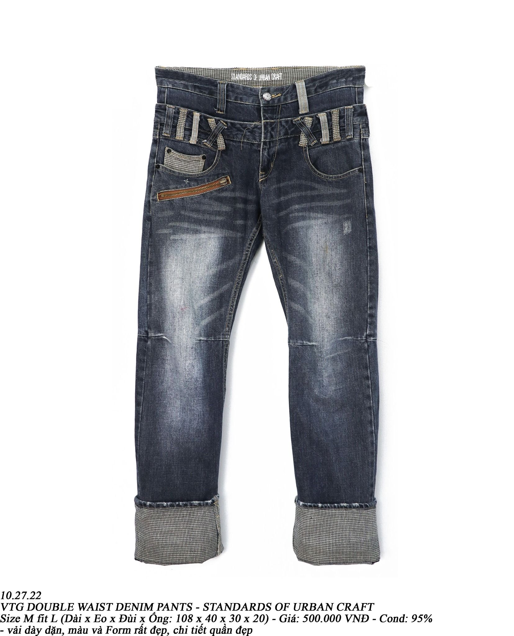 10.27.22 - VTG DOUBLE WAIST DENIM PANTS - STANDARDS OF URBAN CRAFT