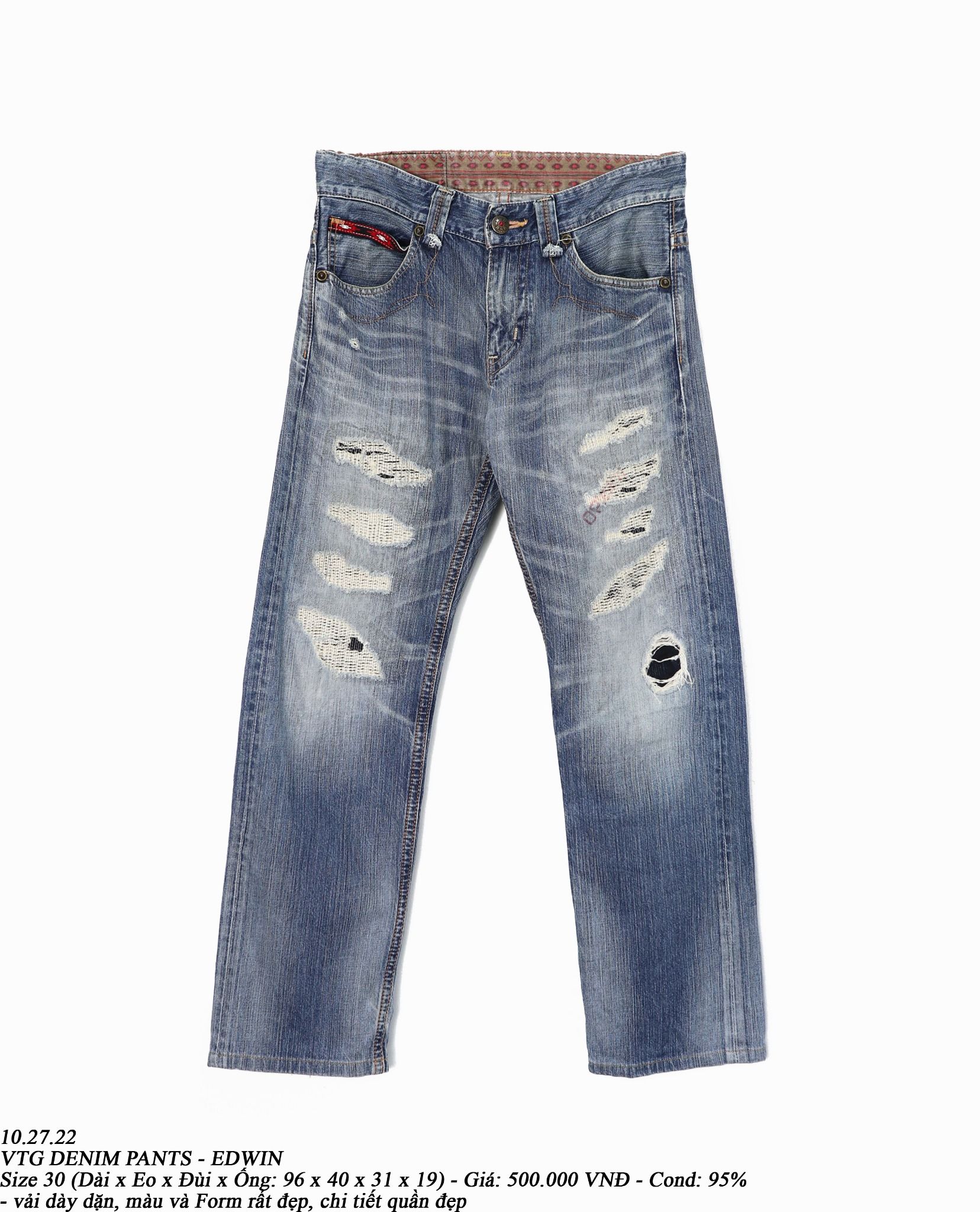 10.27.22 - VTG DENIM PANTS - EDWIN