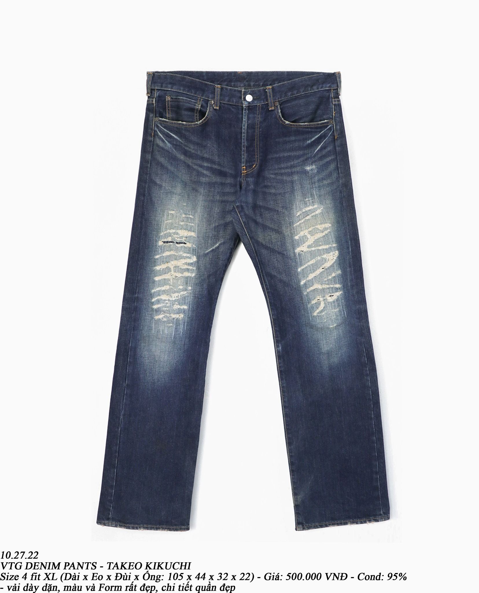 10.27.22 - VTG DENIM PANTS - TAKEO KIKUCHI