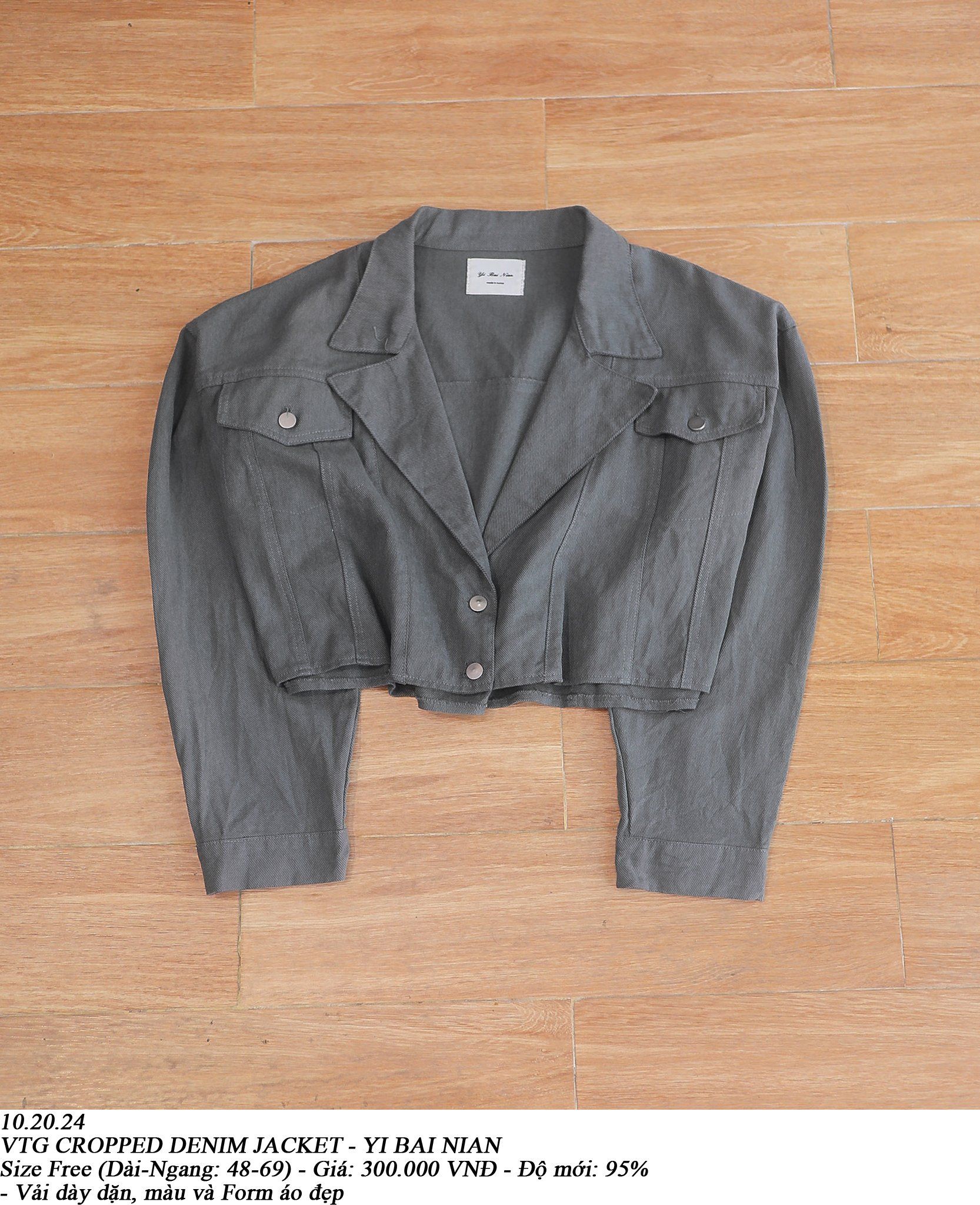 10.20.24 - VTG CROPPED DENIM JACKET - YI BAI NIAN